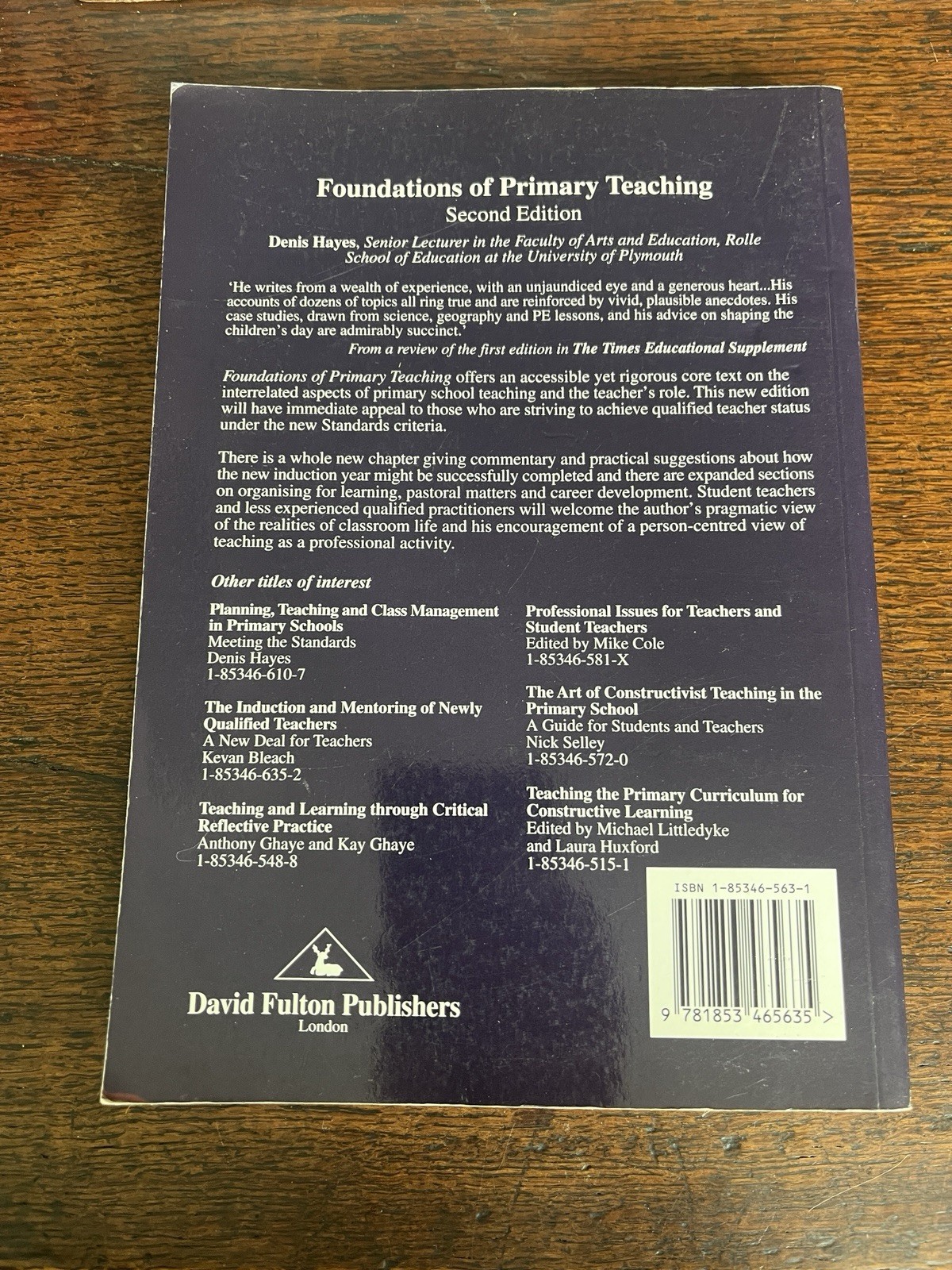 Foundations of Primary Teaching Second Edition Denis Hayes Teacher Training