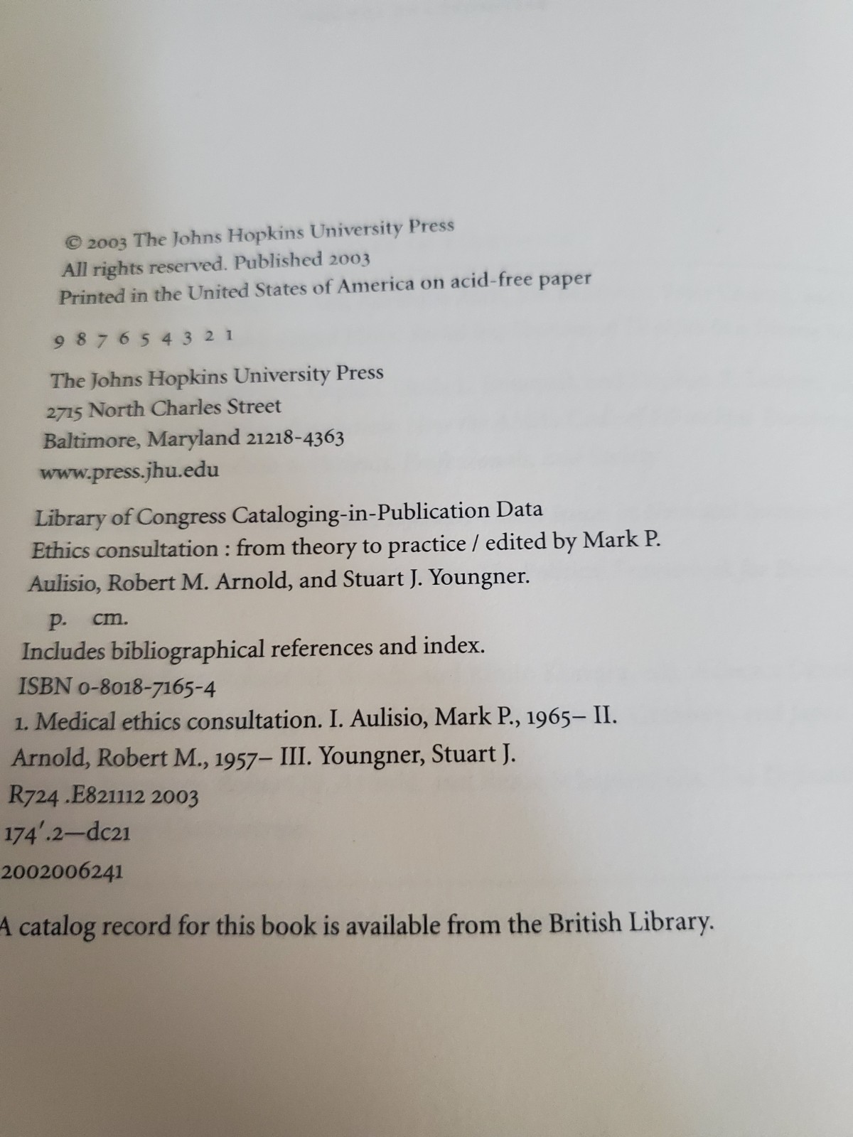 Ethics Consultation: From Theory to Practice HC Mark Aulisio John Hopkins