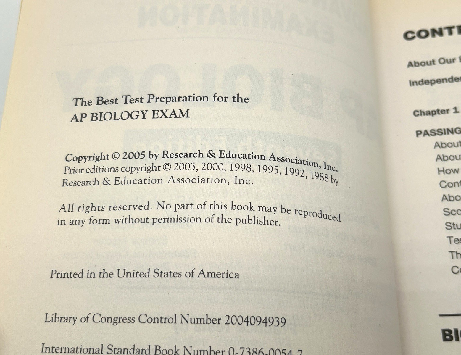 Advanced Placement Examination AP Biology Textbook 7th Edition c2005 REA
