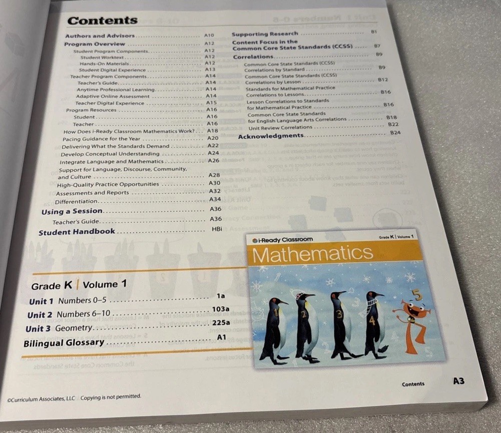 i-Ready Classroom Mathematics Grade K Volume 1 – Teacher’s Guide –