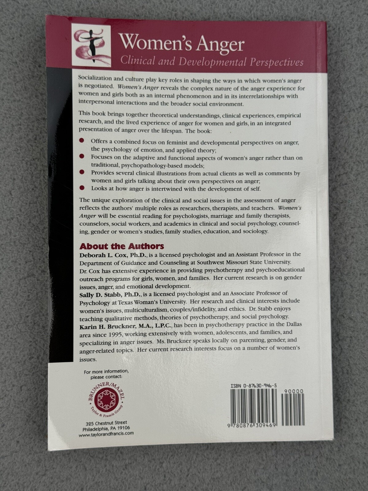 Women’s Anger: Clinical and Developmental Perspectives by Deborah Cox Paperback