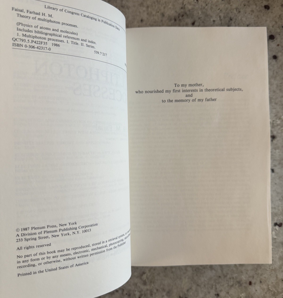 LANL Scientist Copy! Theory of Multiphoton Processes by F H M Faisal 1987 HC