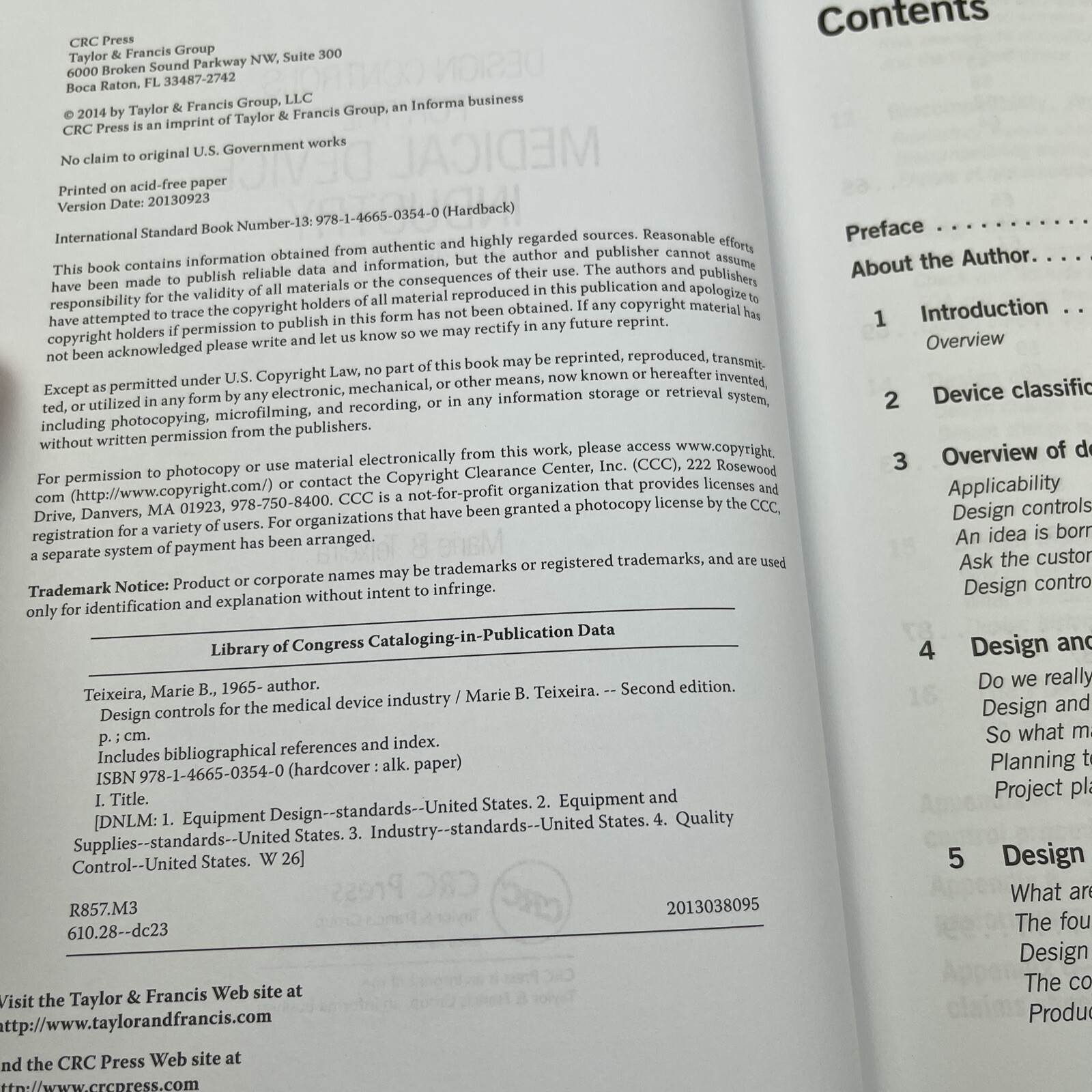 Design Controls for the Medical Device Industry second edition Hardcover