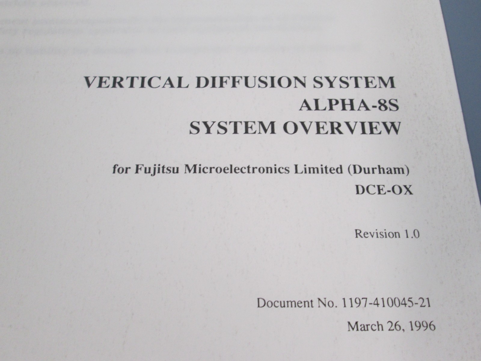 TEL Tokyo, ALPHA-8S, System Overview, DCE-OX, REV 1.0, Used