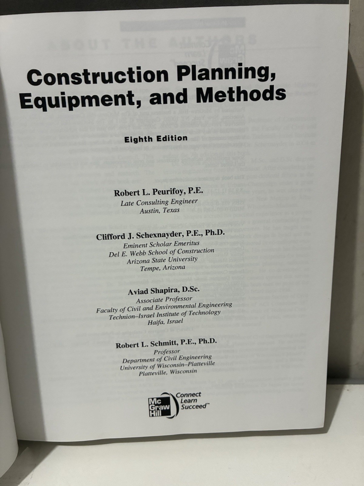 Construction Planning, Equipment, and Methods – Clifford Schexnayder – Very Good