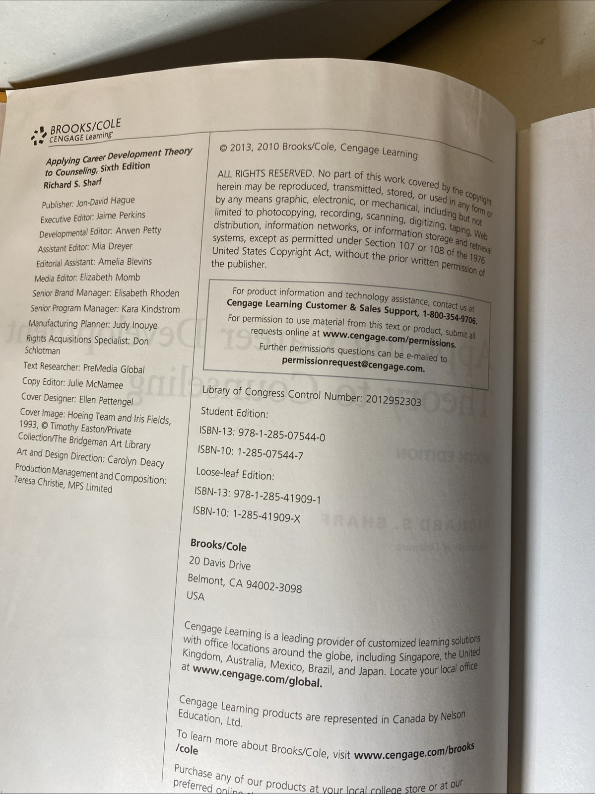 Applying Career Development Theory to – Hardcover, by Sharf Richard [HARDCOVER]