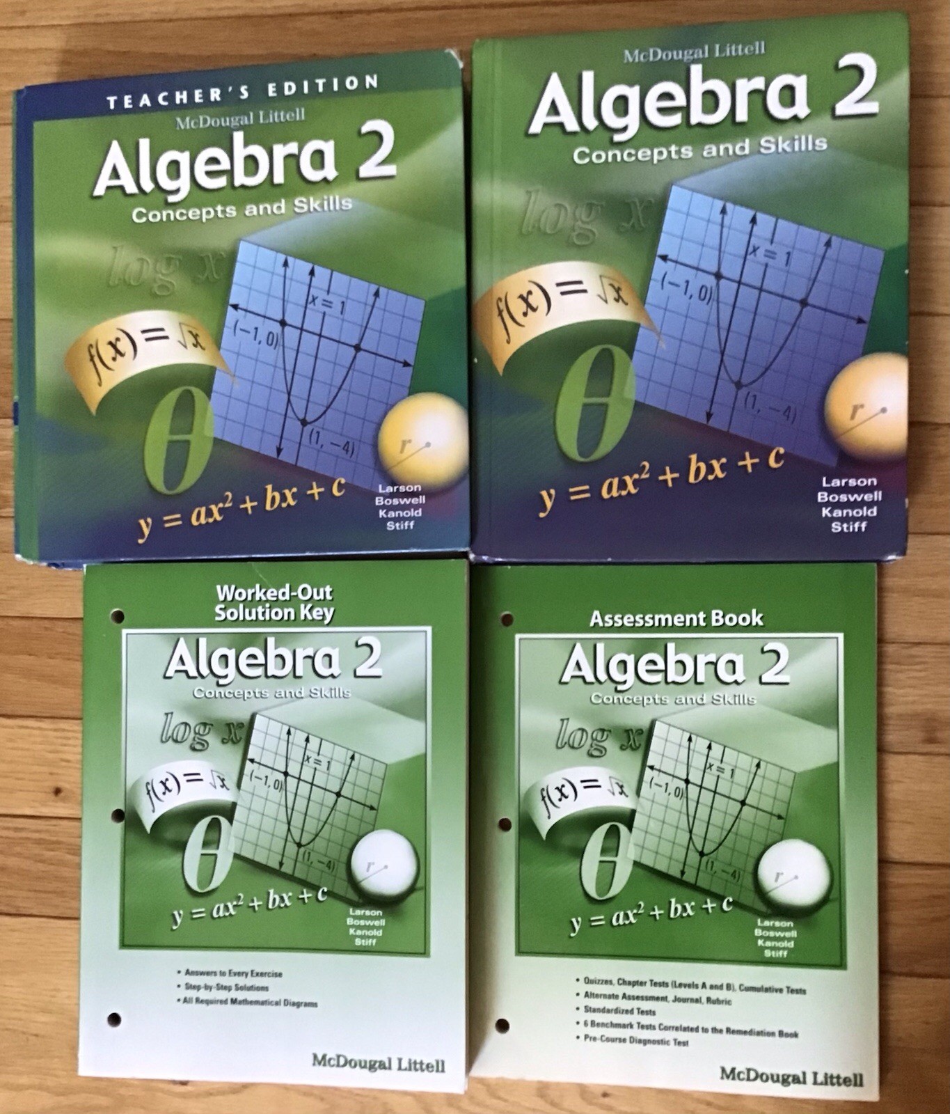 Algebra 2 Concepts And Skills Tests Student Solutions Larson Mcdougal Set Of 4