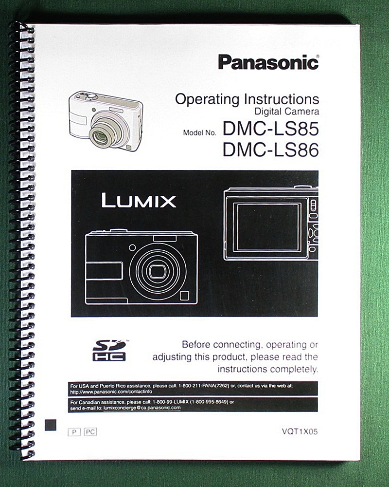Panasonic DMC-LS85 / LS86 Instruction Manual: 116 Pages & Protective Covers!