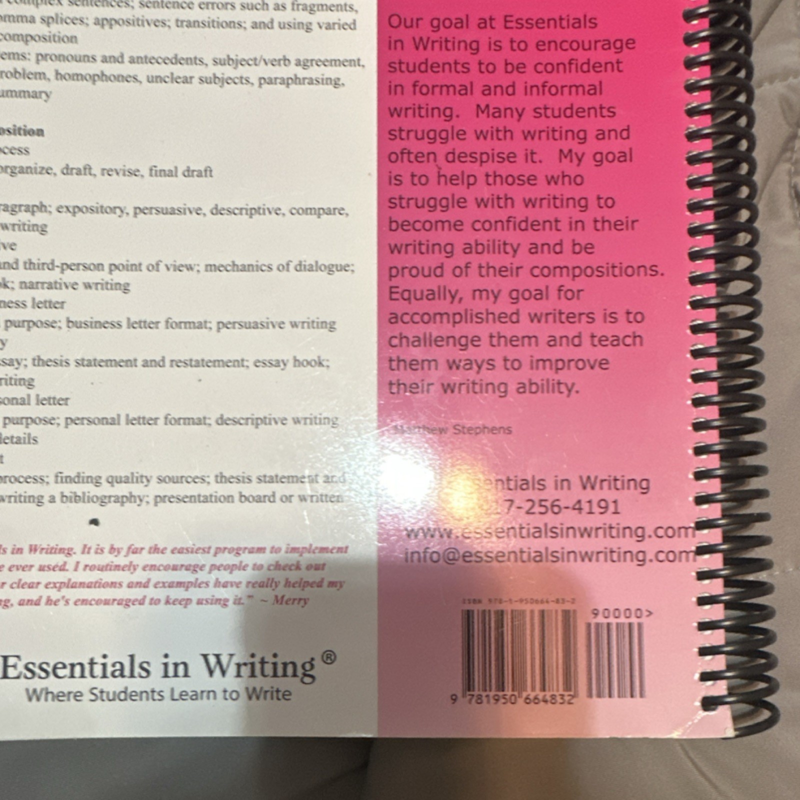 Essentials in Literature & Writing Level 7 Textbook Second Edition Matthew Step…
