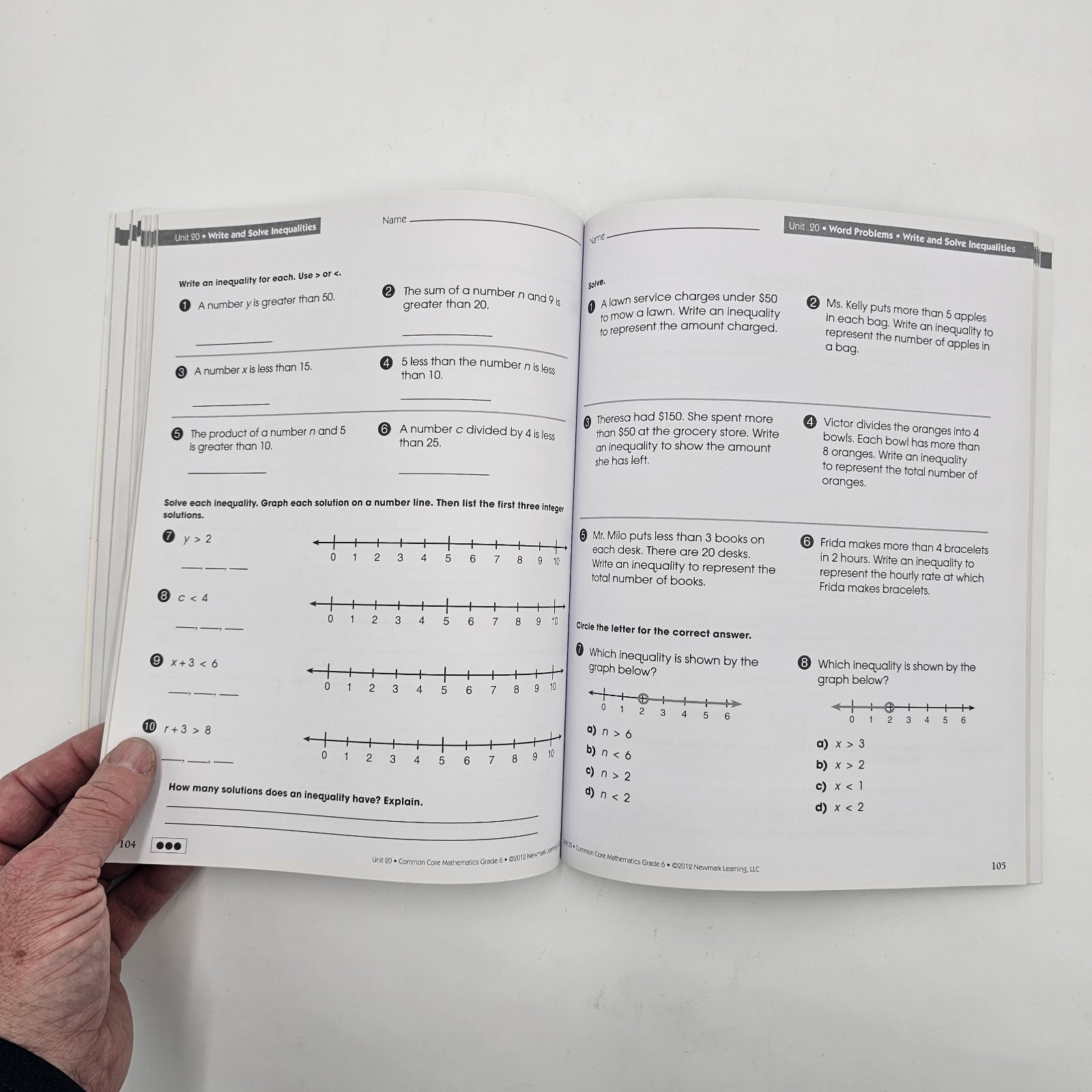 Common Core Math Grade 6 | Newmark Learning Workbook | Homeschool PB Acceptable