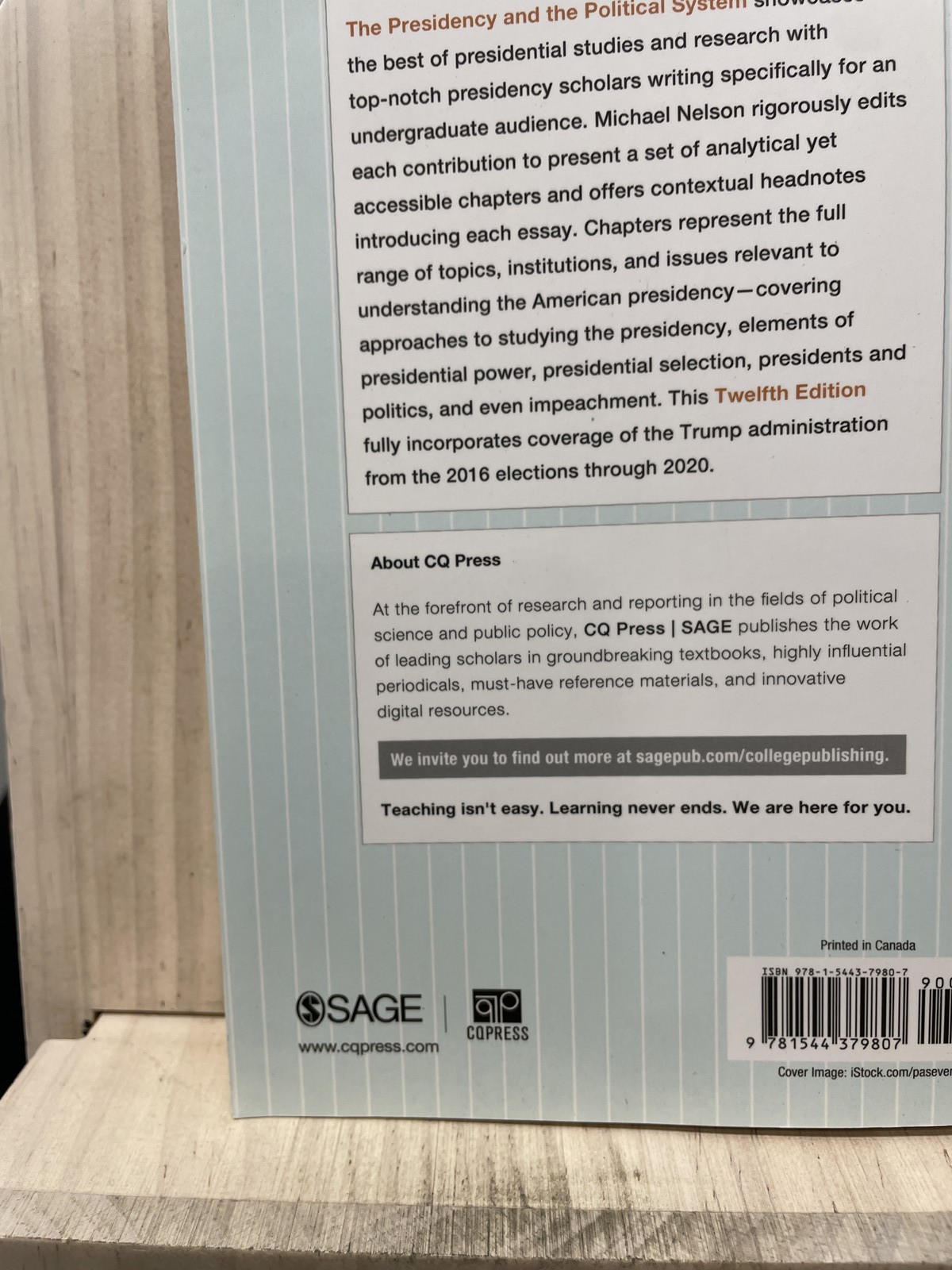 The Presidency and the Political System by Michael Nelson 12E 2020 Paperback