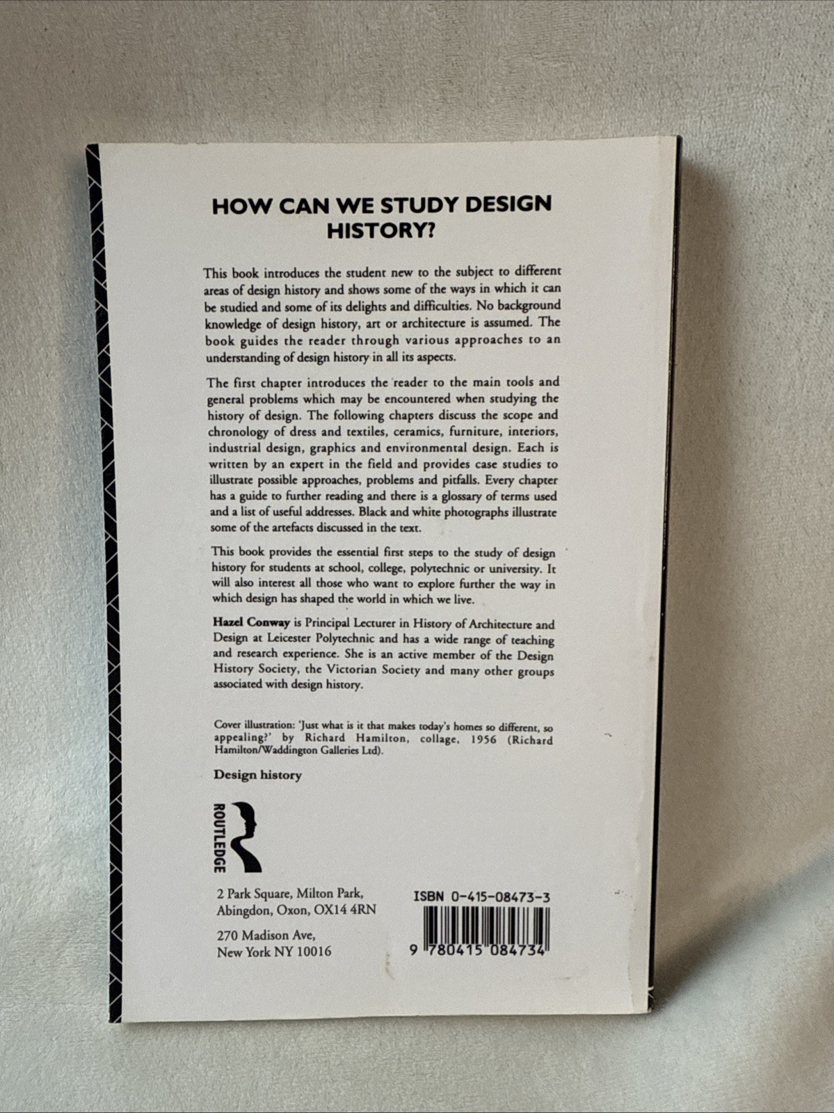 Design History A Students’ Handbook by Hazel Conway, Textiles, Ceramics etc