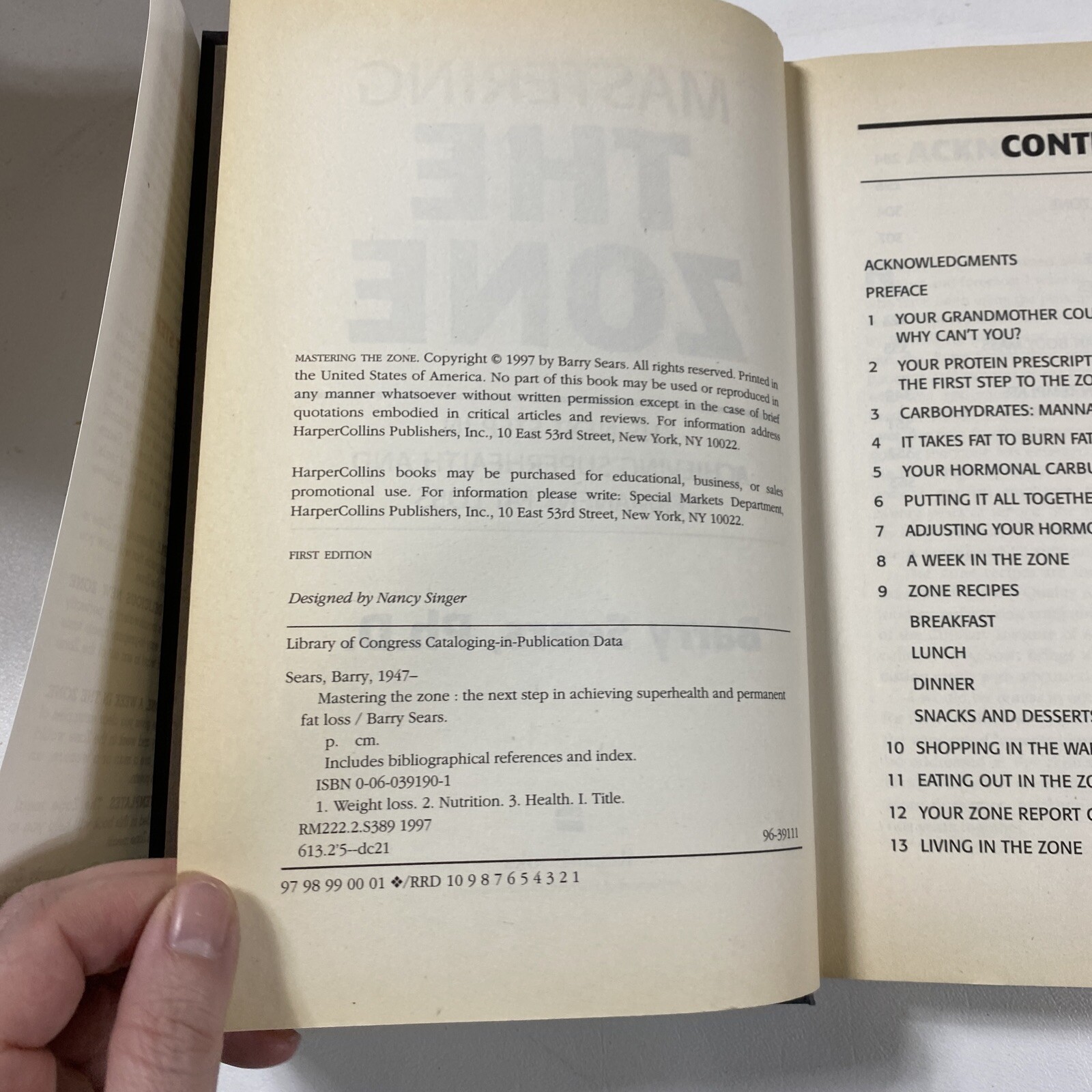 Mastering The Zone – Barry Sears (Dust Jacket, 1997, 1st Edition)