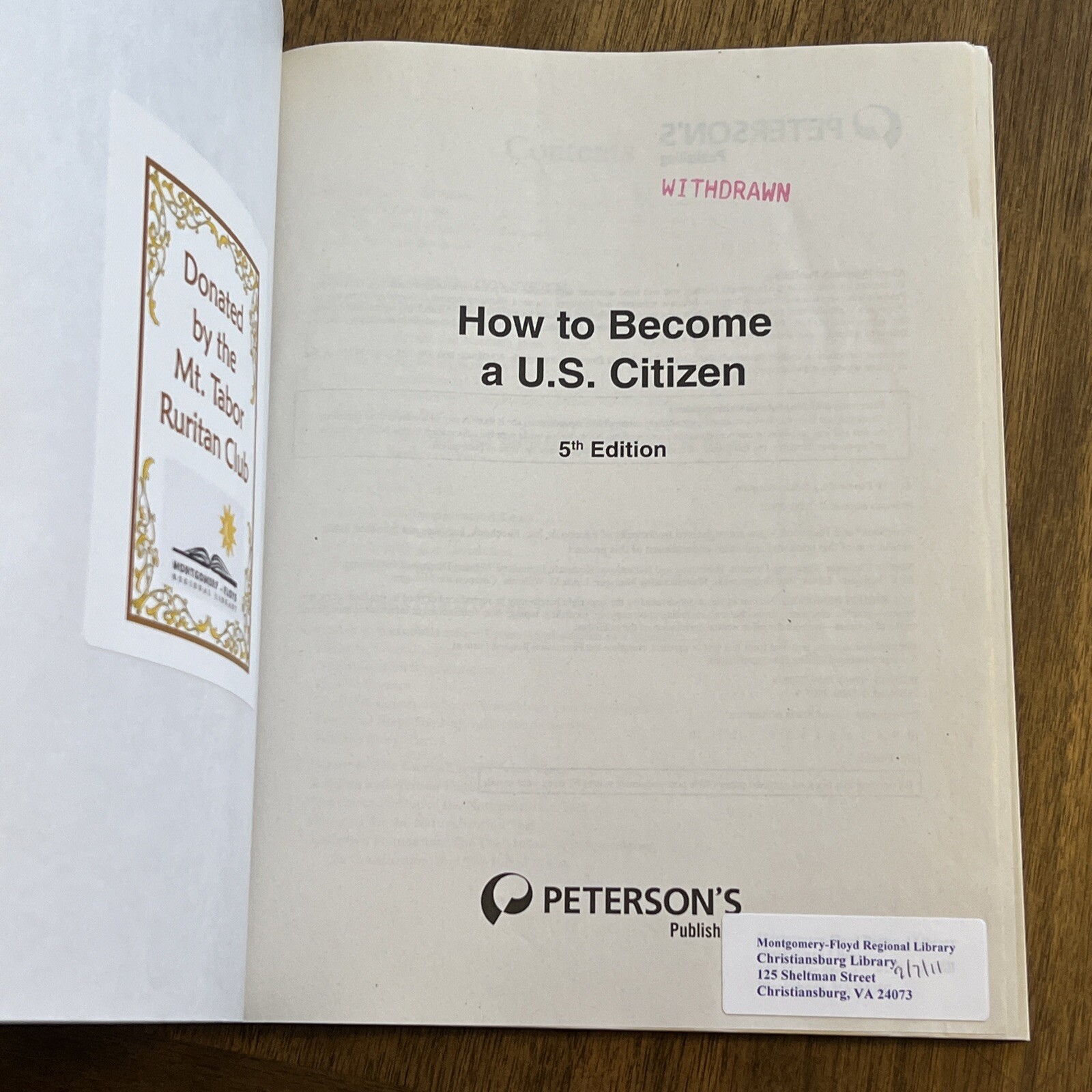 How to Become a U. S. Citizen Paperback Peterson’s 5th Edition