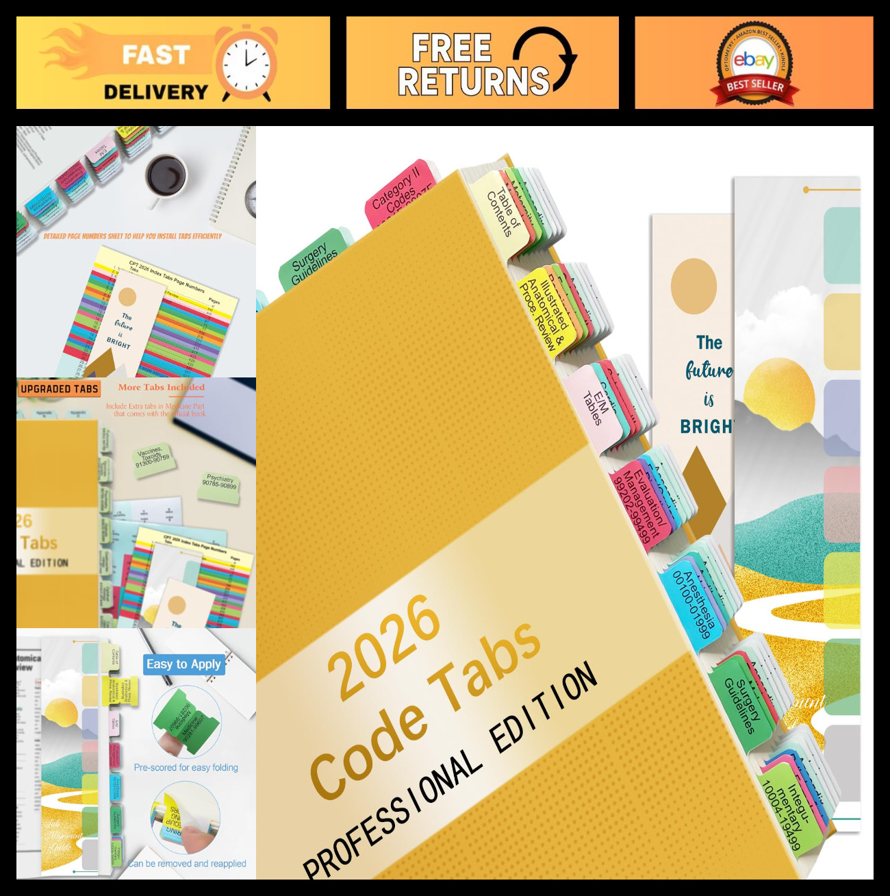 2026 CPT Professional Edition Index Tabs – 96 Color-Coded, Laminated Bookmarks &