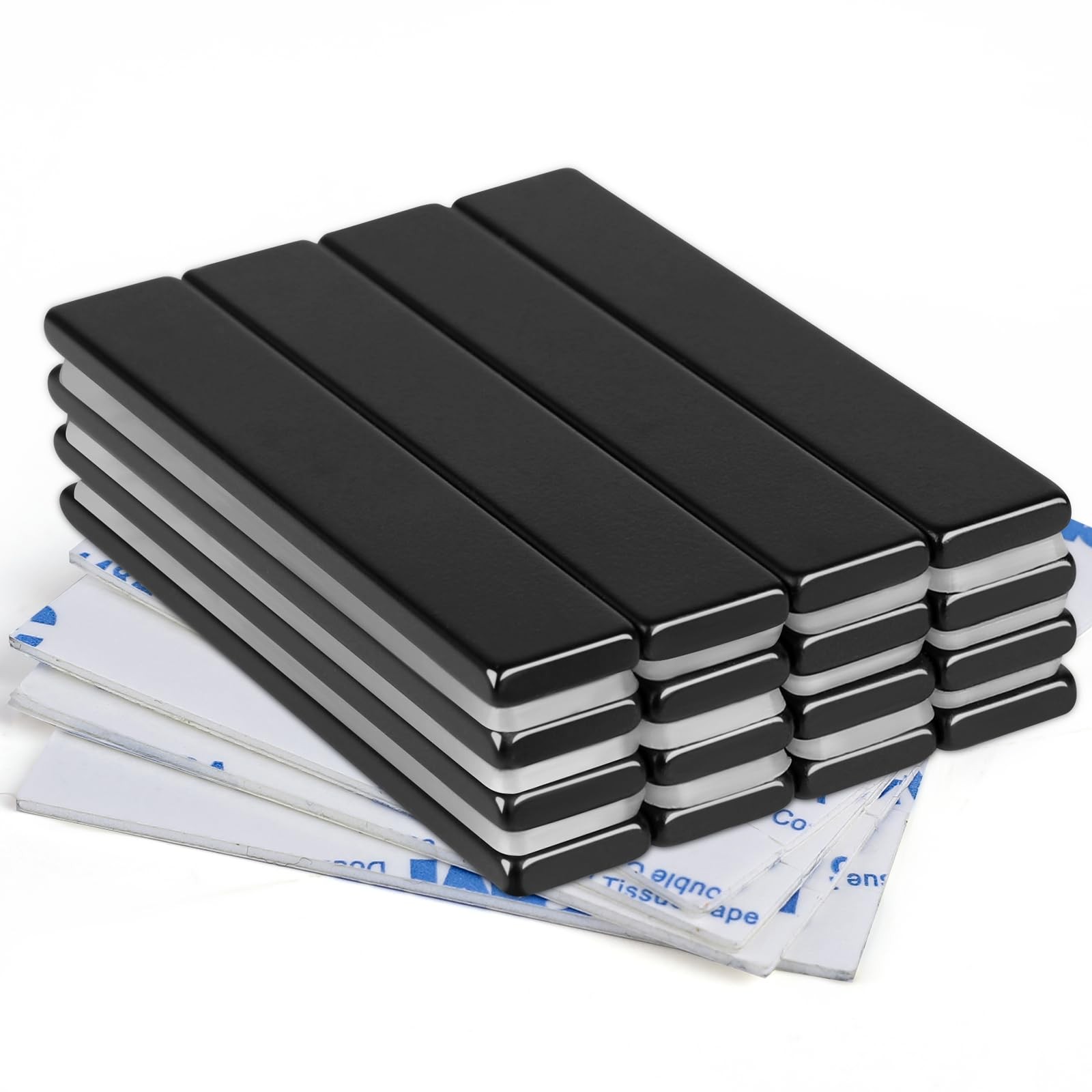 Strong Neodymium Bar Magnets, 16 Pack Black Heavy Duty Magnet with Double-Sid…