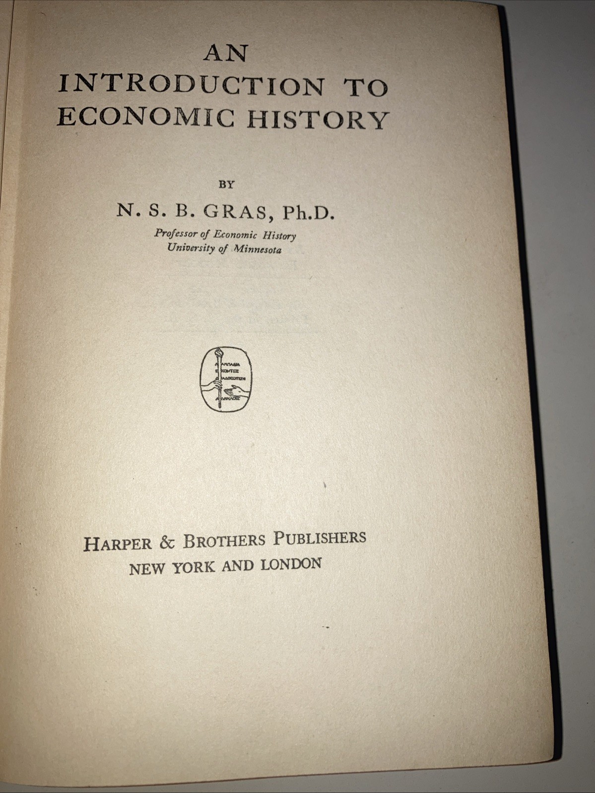 Introduction to Economic History HC Norman Gras 1922 Harper & Brothers VNTG