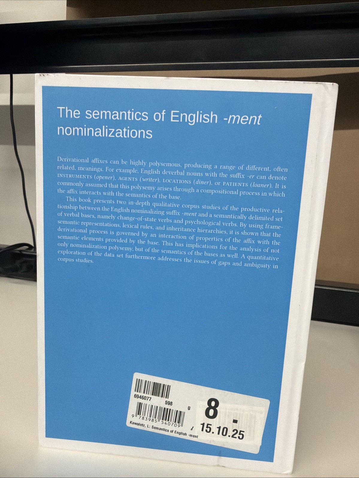 The semantics of English -ment nominalizations by Lea Kawaletz NEW/OTHER