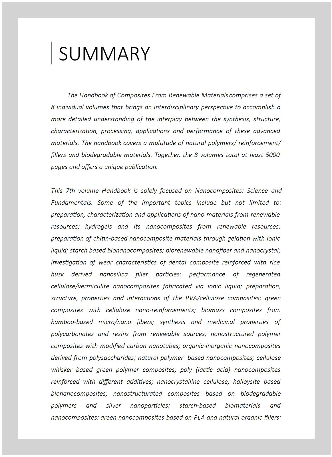 Handbook of Composites from Renewable Materials : Nanocomposites: Science and…