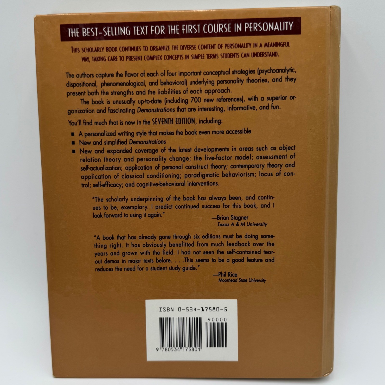 Brooks Cole Personality Strategies and Issues 7th Ed Liebert Spiegler Textbook
