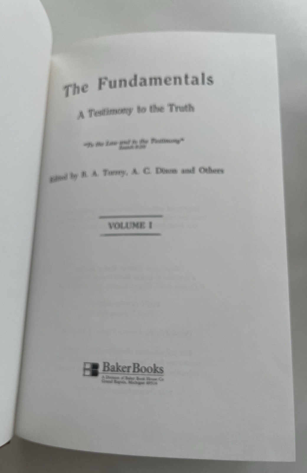 The Fundamentals: A Testimony to the Truth (4 Volume Set) Torrey (Baker Books)