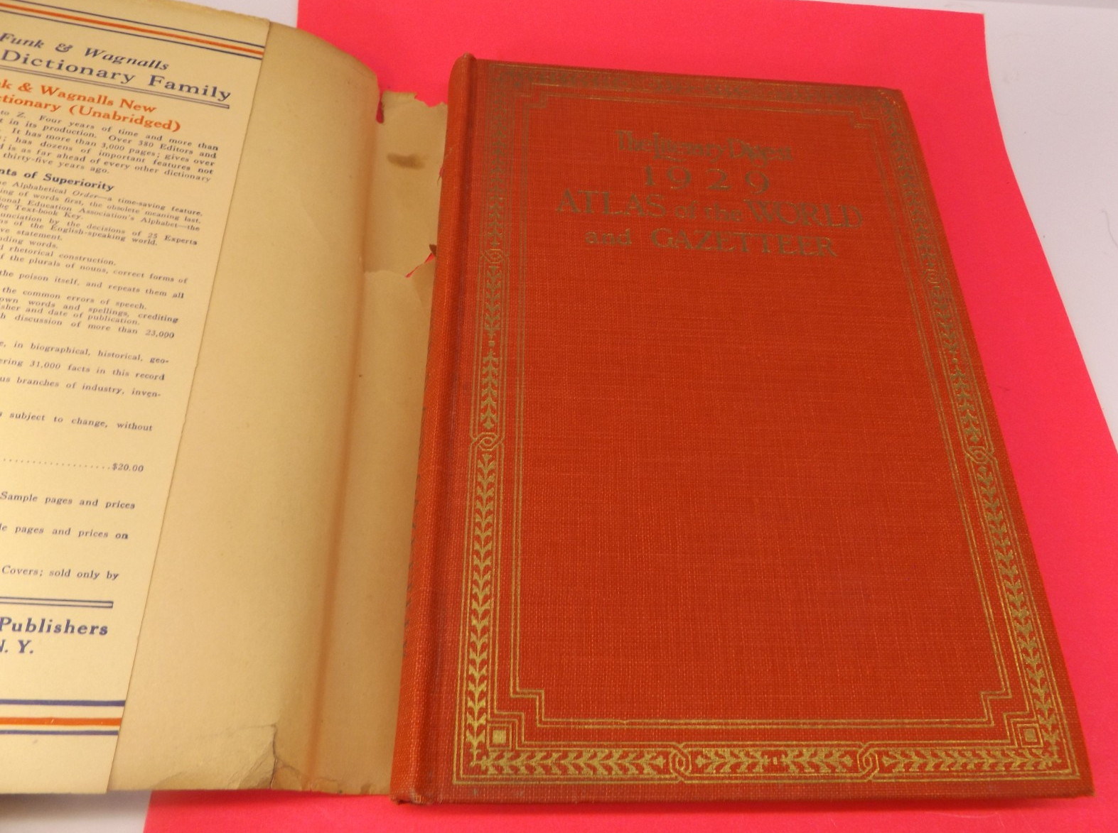 The Literary Digest 1929 Atlas of the World and Gazetteer Funk & Wagnalls