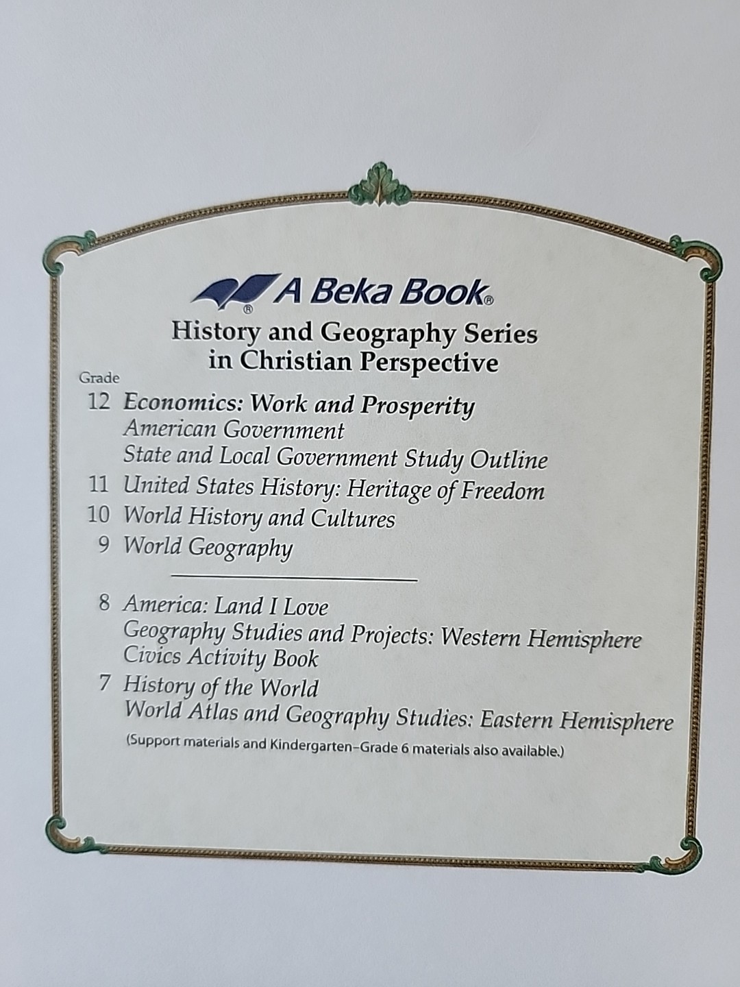 Abeka A Beka Book ECONOMICS Work & Prosperity TEACHER GUIDE Spiral 61271012