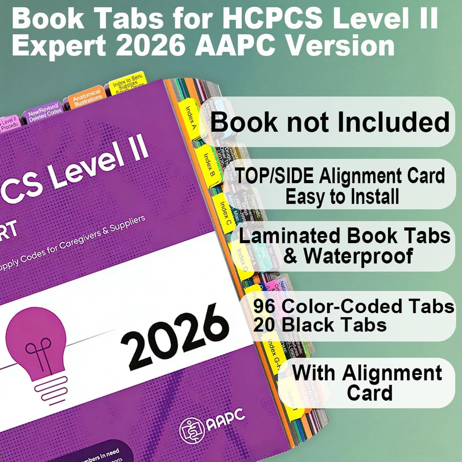 Durable Laminated PVC Medical Coding Tabs for 2026 CPT ICD-10 HCPCS Books