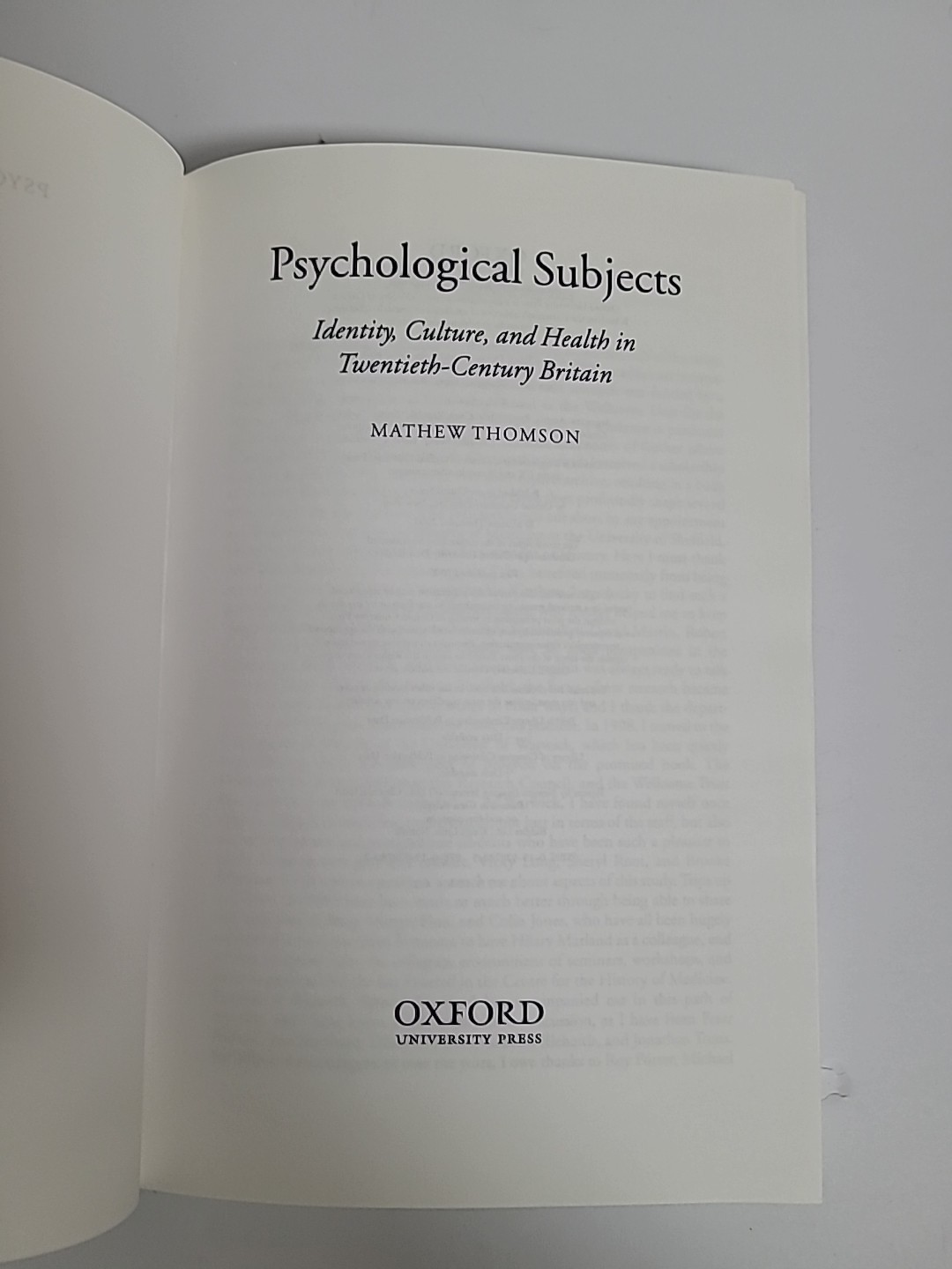 Psychological Subjects : Identity, Culture, and Health in Twentie