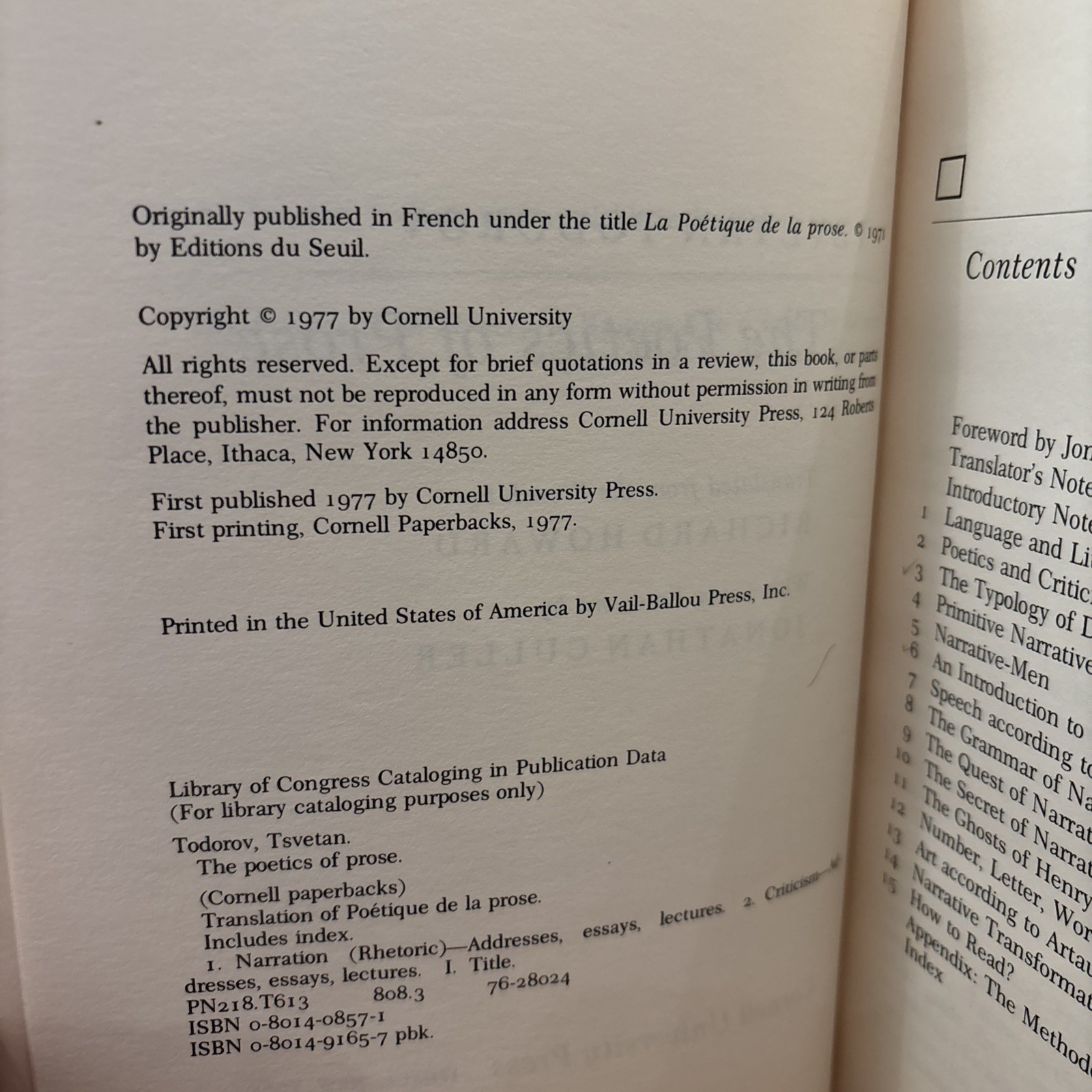 THE POETICS OF PROSE (ENGLISH AND FRENCH EDITION) By Tsvetan Todorov & Richard
