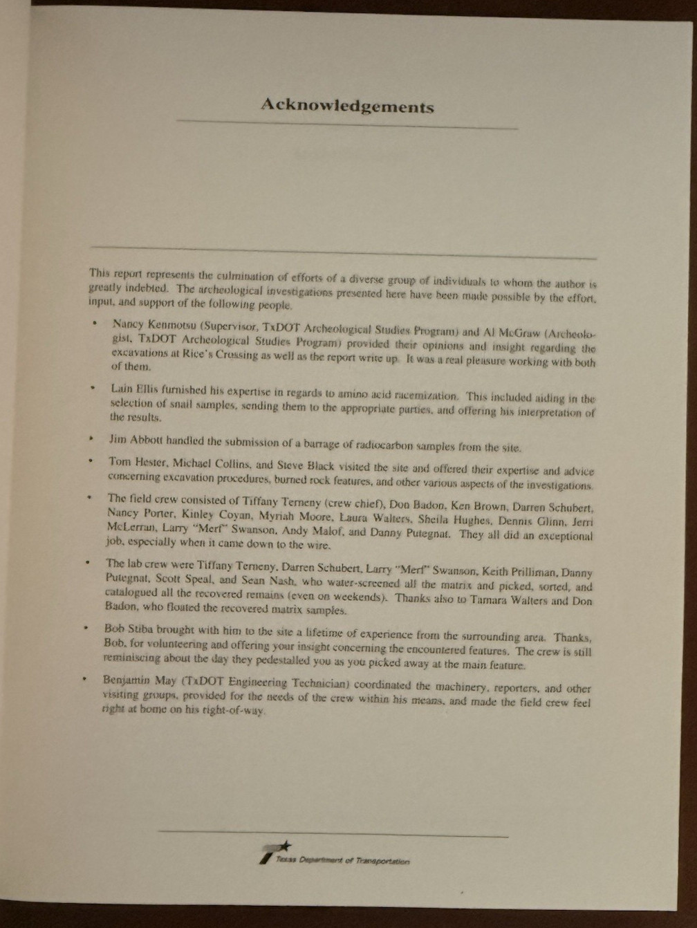 Archeological Report 41WM815 Williamson County TX Blackland Prairie TxDOT 2003