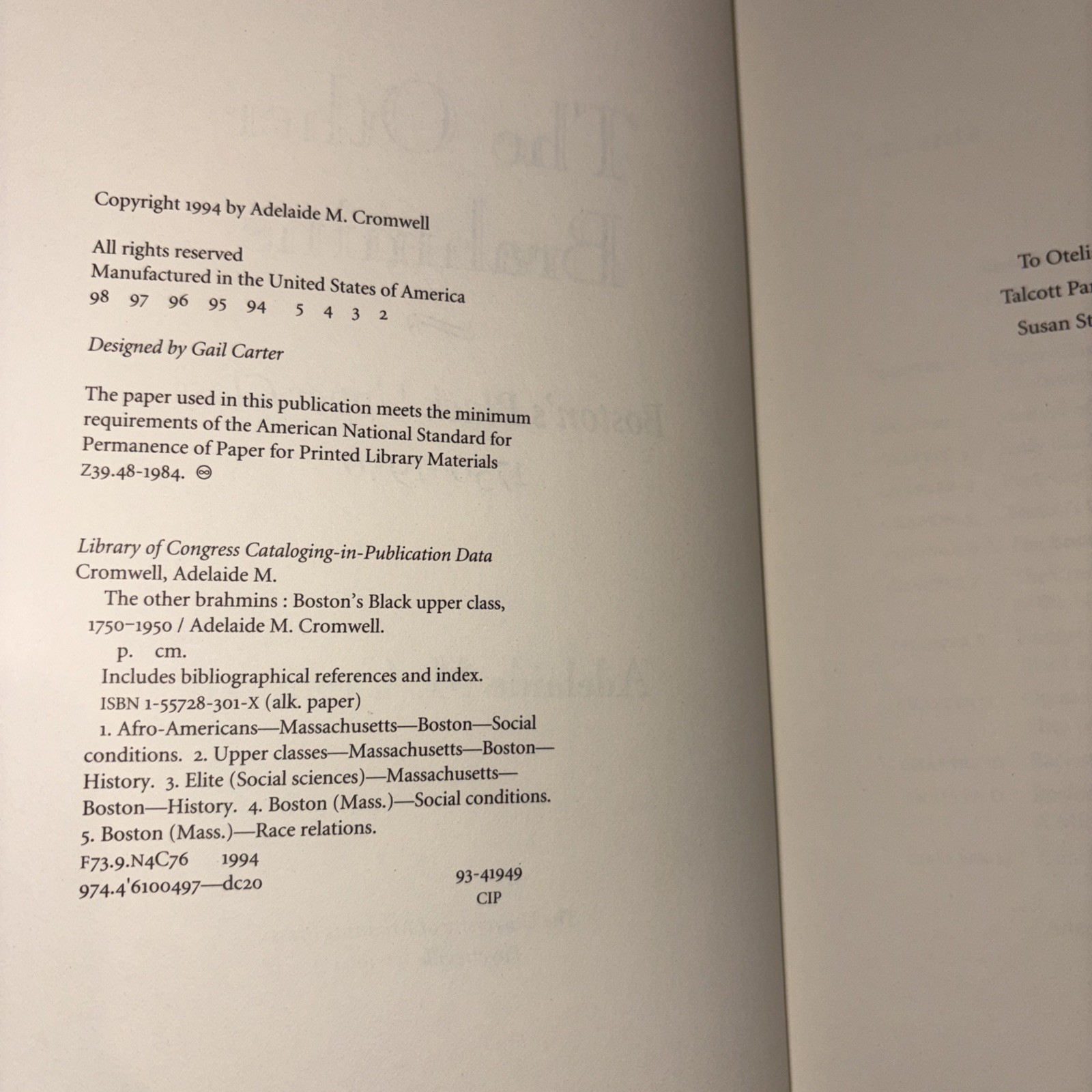 Black Community Studies: Other Brahmins : Boston’s Black Upper Class…