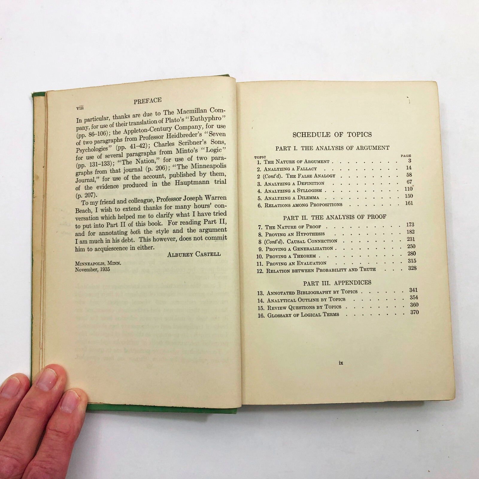 A College Logic Alburey Castell 15th Printing 392 Pages 1950