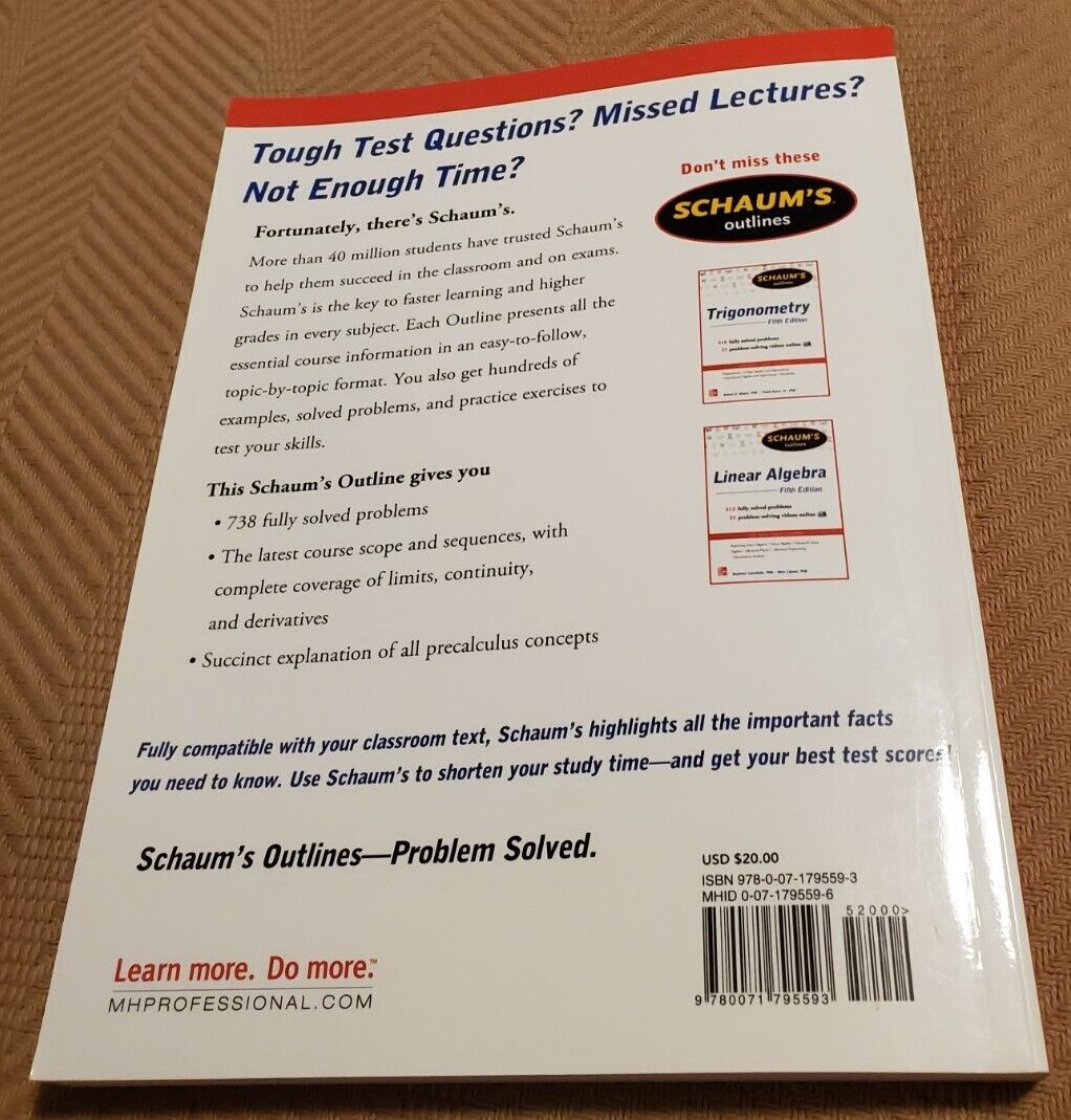 Schaum’s Outline Ser.: Schaum’s Outline of PreCalculus, 2nd Ed by Fred Safier…