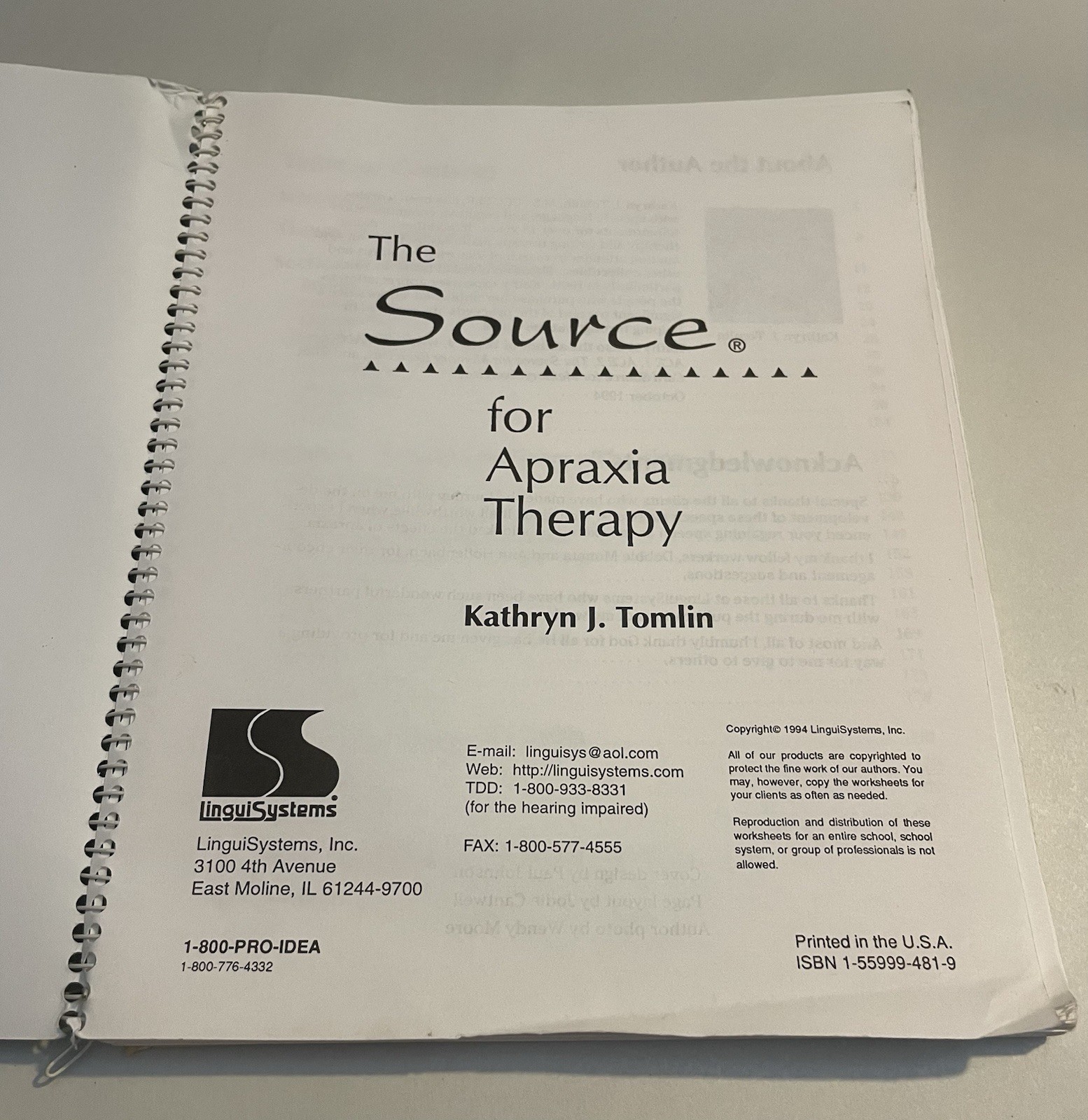 The Source for Apraxia Therapy by Kathryn J Tomlin
