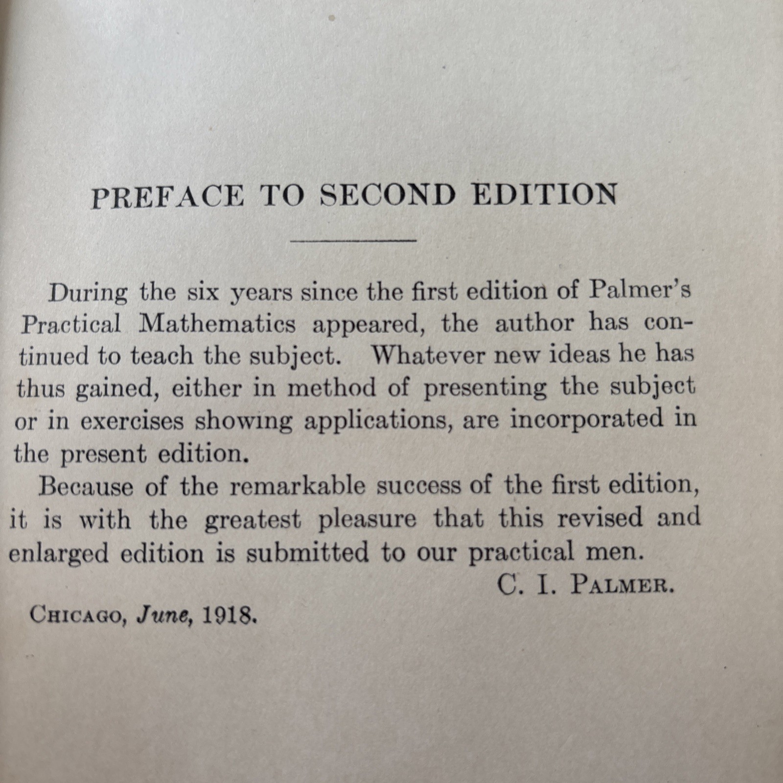 A Vintage Hardcover Copy Of Practical Mathematics -Palmer. Part 1 – Arithmetic