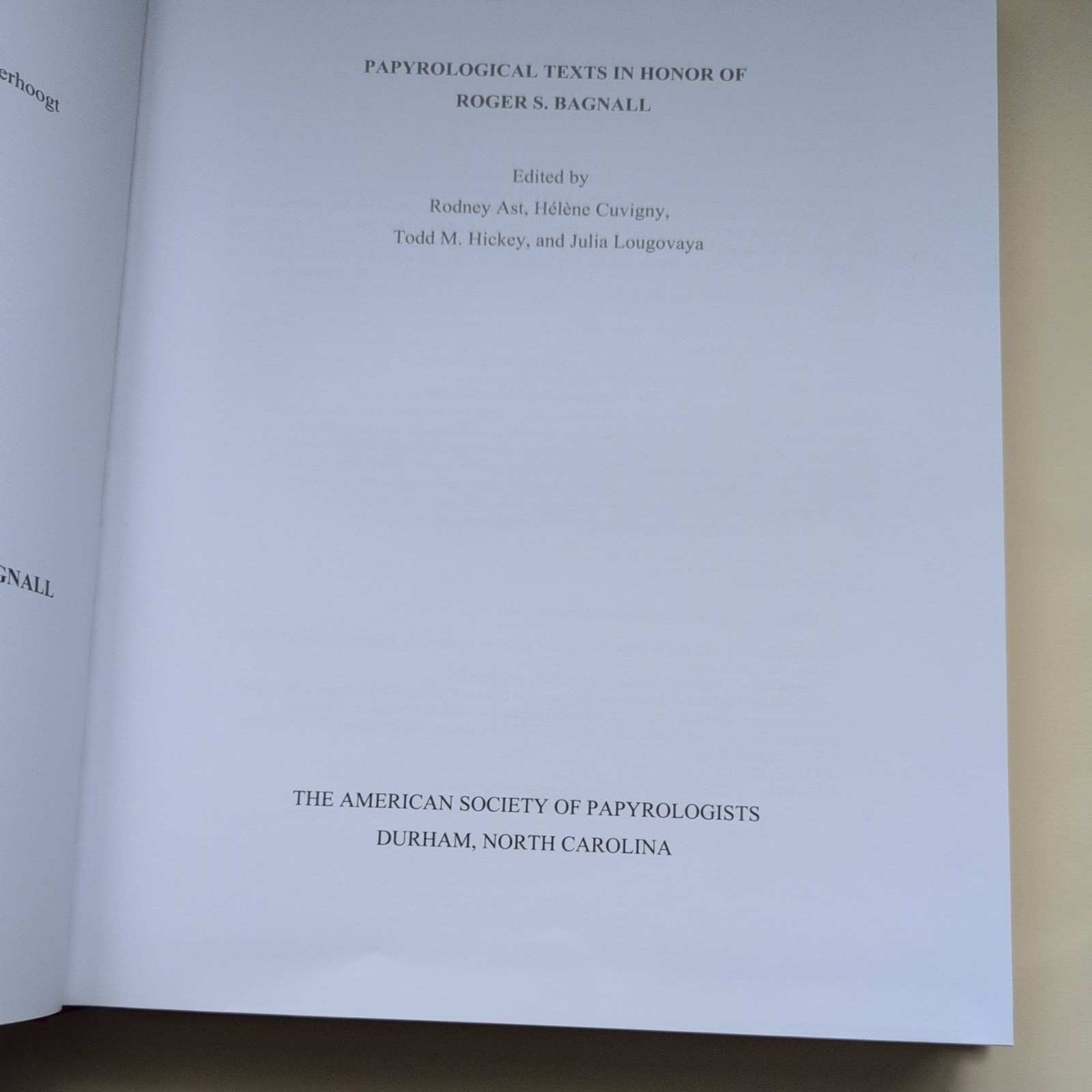 Papyrological Texts in Honor of Roger S. Bagnall – 9780979975868