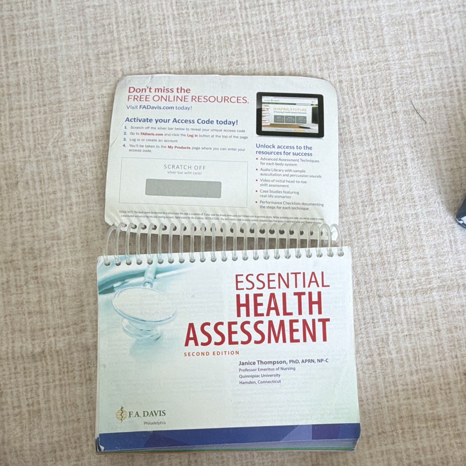 Thompson Essential Health Assessment 2nd Ed F.A. Davis 2015 Spiral Textbook
