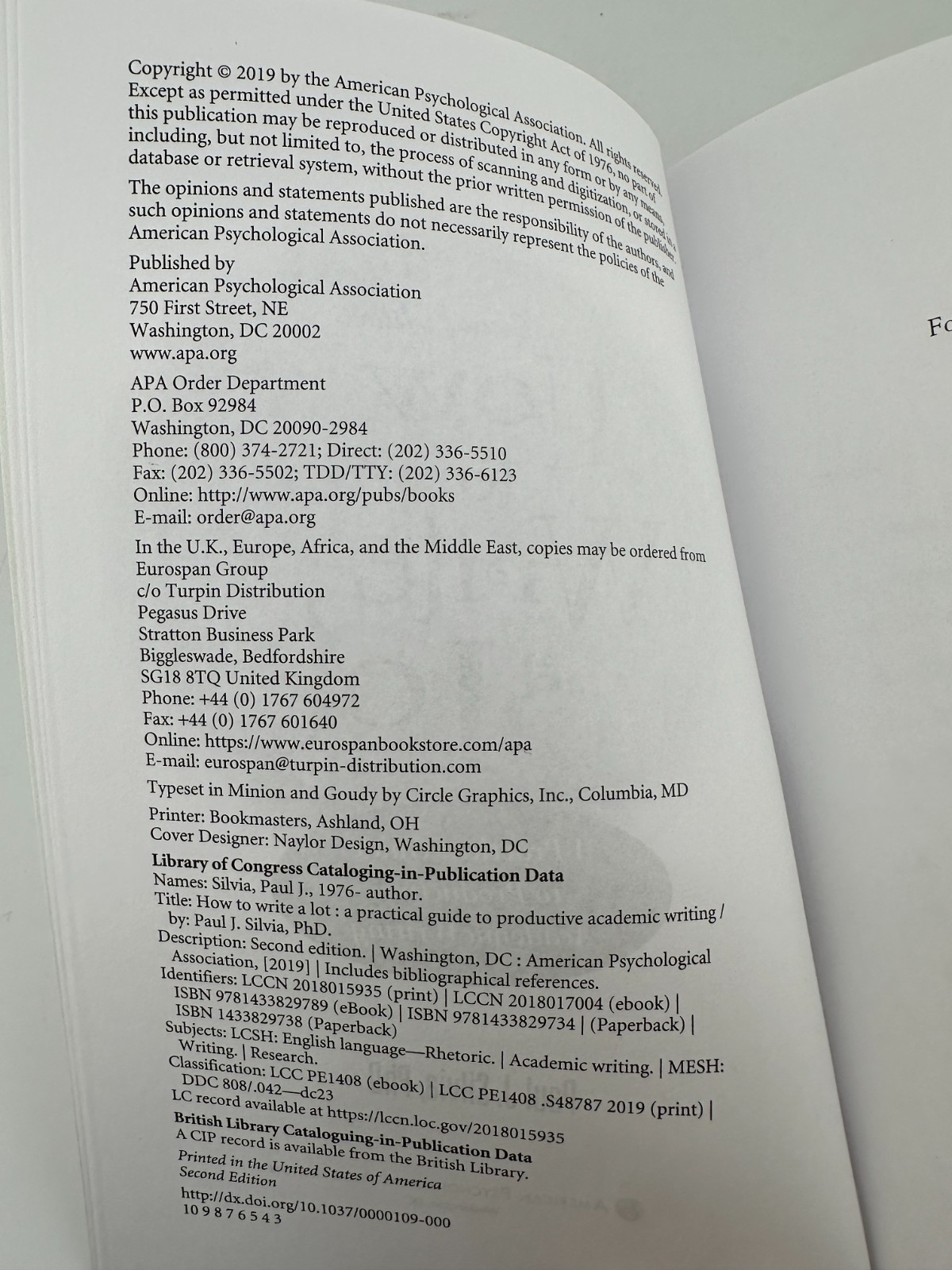 How to Write a Lot 2nd Ed Paul J. Silvia APA Guide to Academic Writing PB