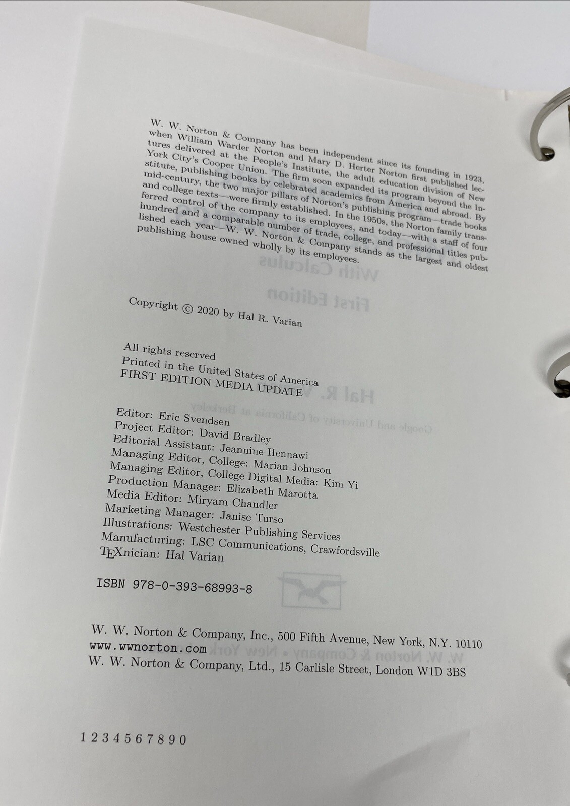Intermediate Microeconomics with Calculus a Modern Approach Hal Varian RINGBOUND