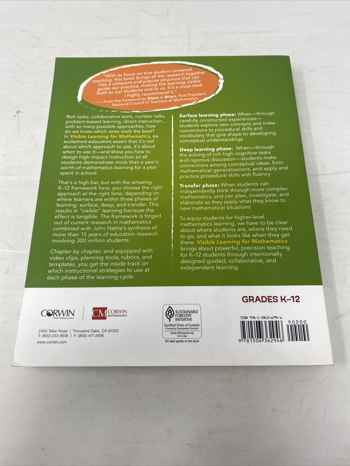 Visible Learning for Mathematics Impact Grades K-12 Corwin Mathematics Hattie