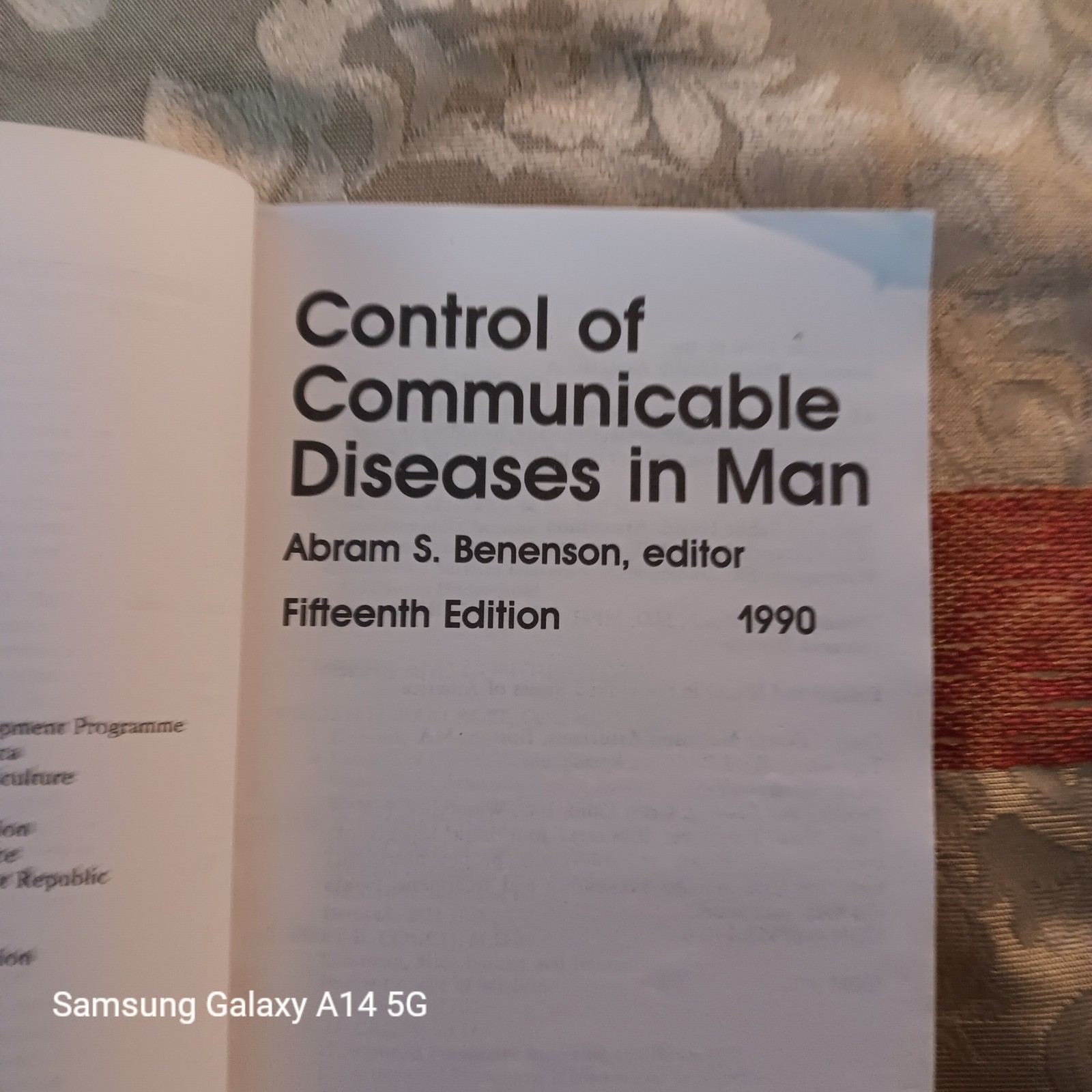 Control of Communicable Diseases in Man 15th Ed 1990 Abram Benenson APHA Book