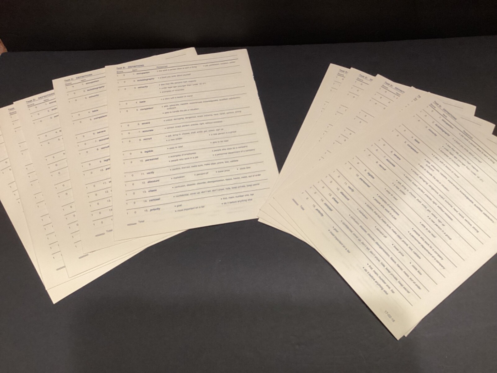 Response Forms – The Word Test Adolescent