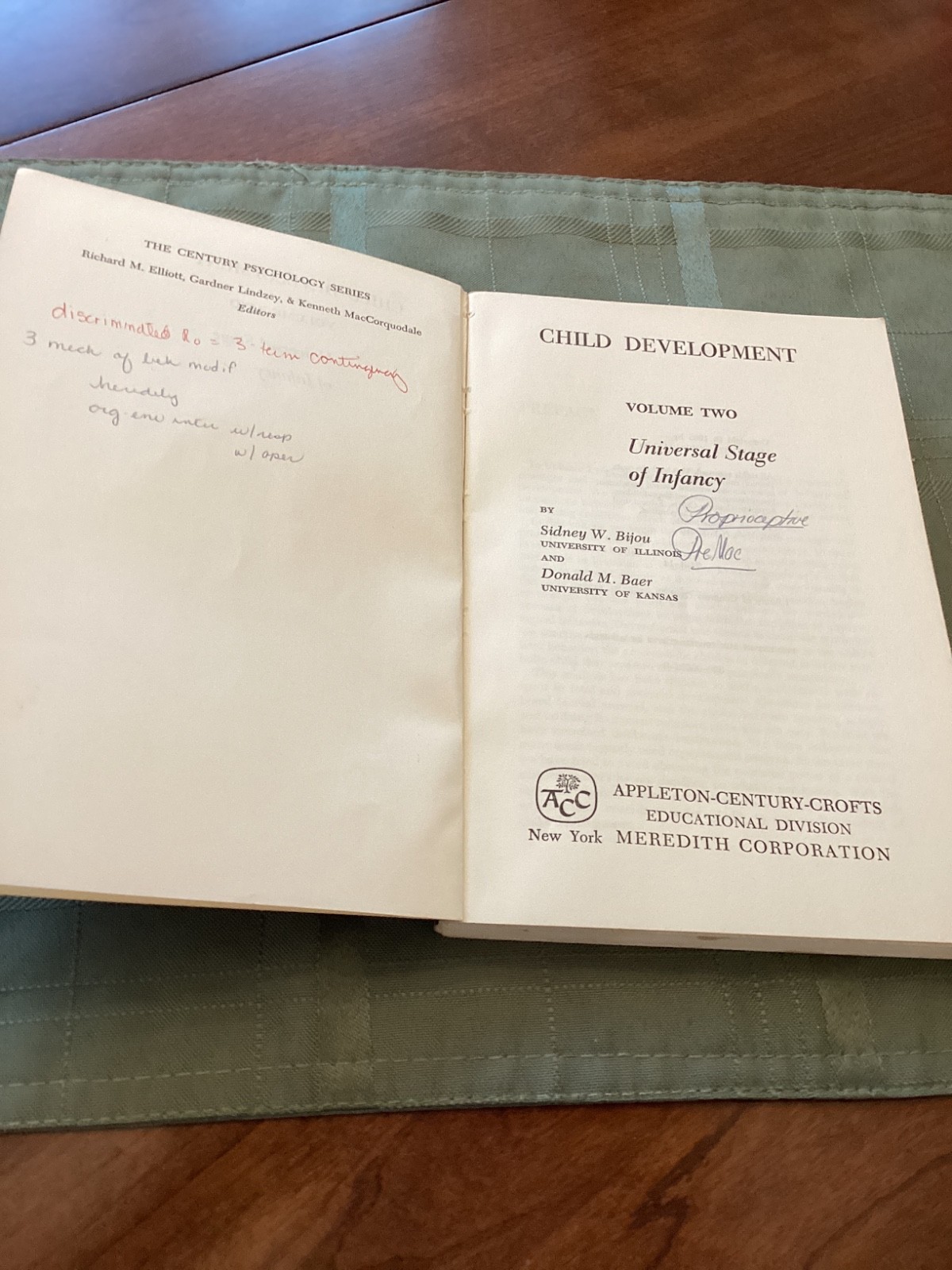 CHILD DEVELOPMENT I and II By Sidney W. Bijou Donald M. Baer Vintage HTF 2 Books