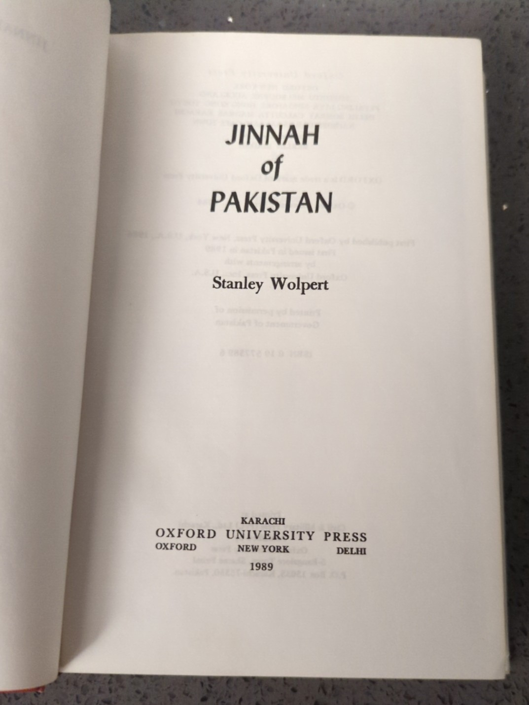 Jinnah of Pakistan by Stanley Wolpert (1989, Hardcover)SIGNED by Umar Burki