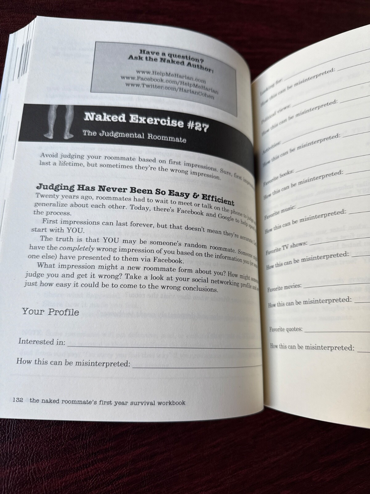 The Naked Roommate’s College First Year Survival Workbook, Freshman Help $23 NEW