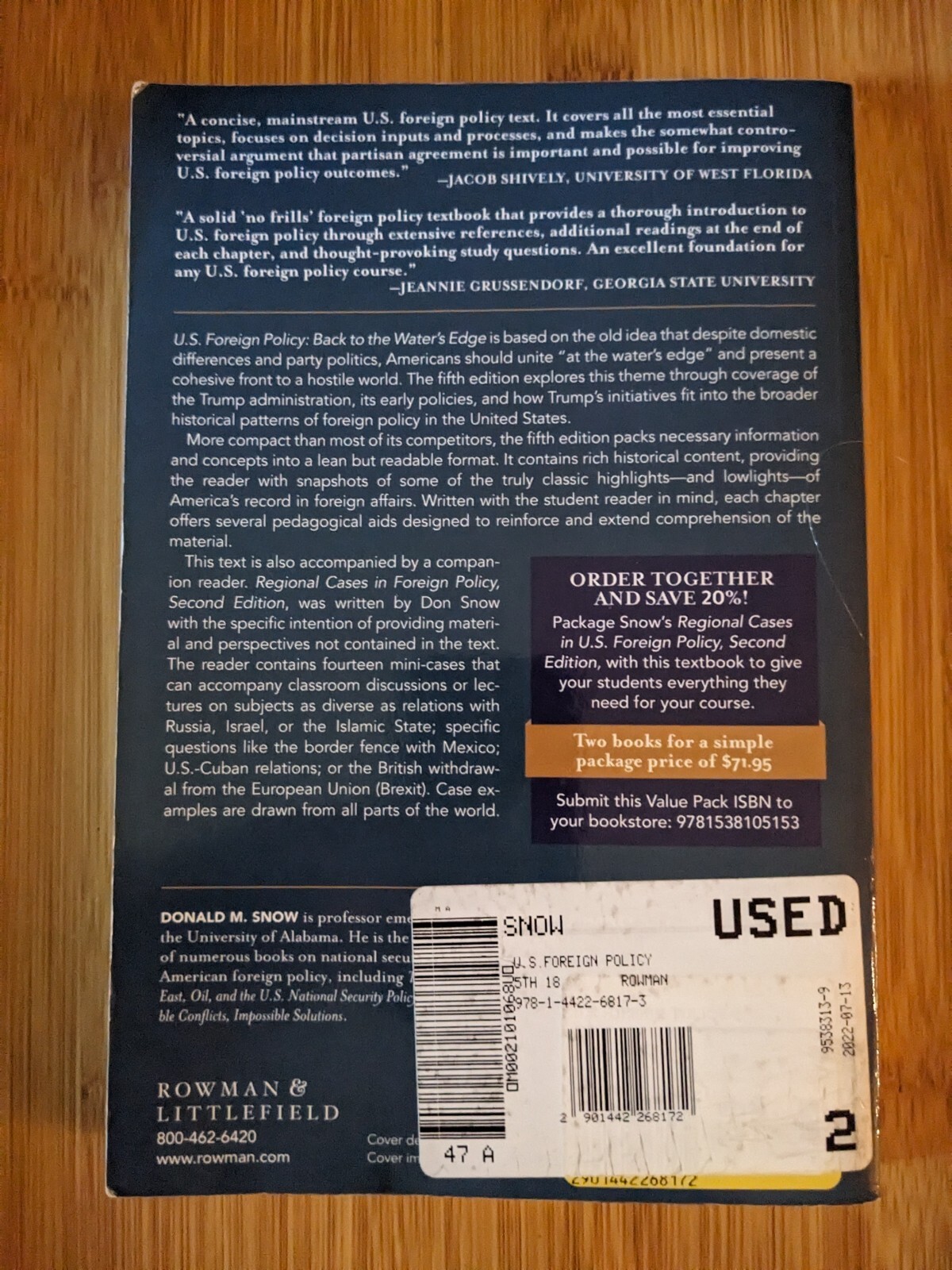U.S. Foreign Policy-Back to the Water’s Edge Snow, Donald M.-PB Fifth Edition