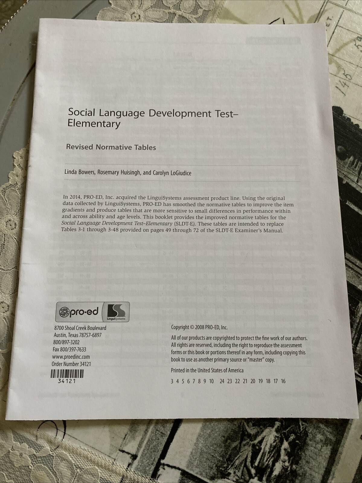 Social Language Development Test-Elementary ‘08 Revised Normative Tables Booklet