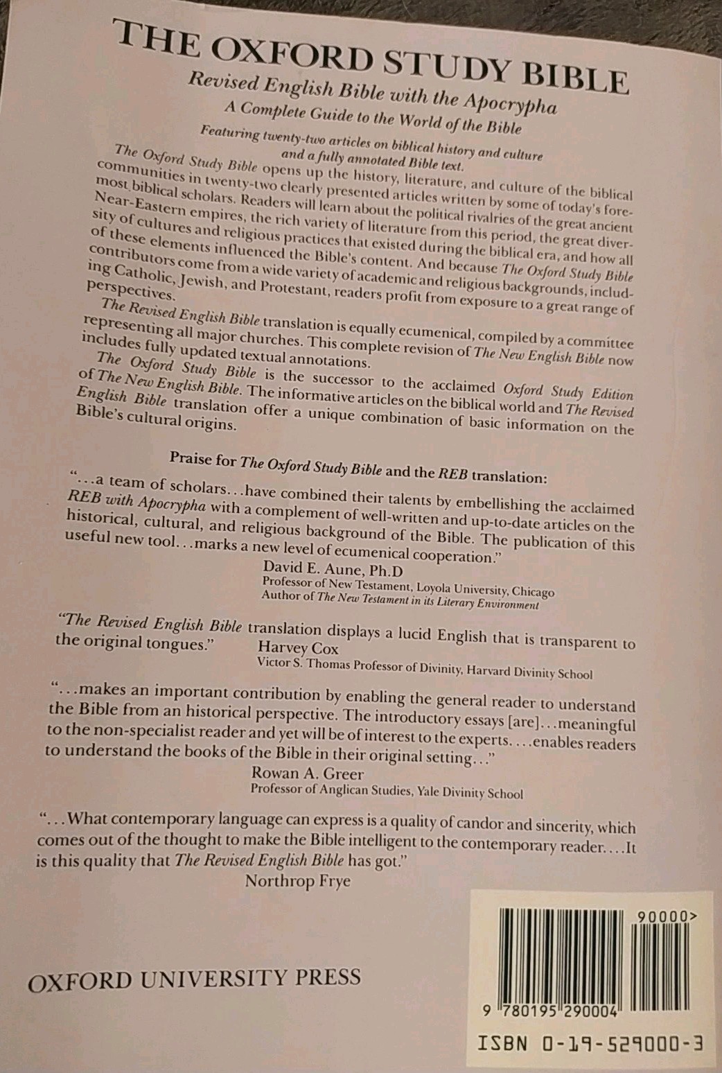 Oxford Study Bible: Revised English Bible w/Apocrypha 1992 Paperback