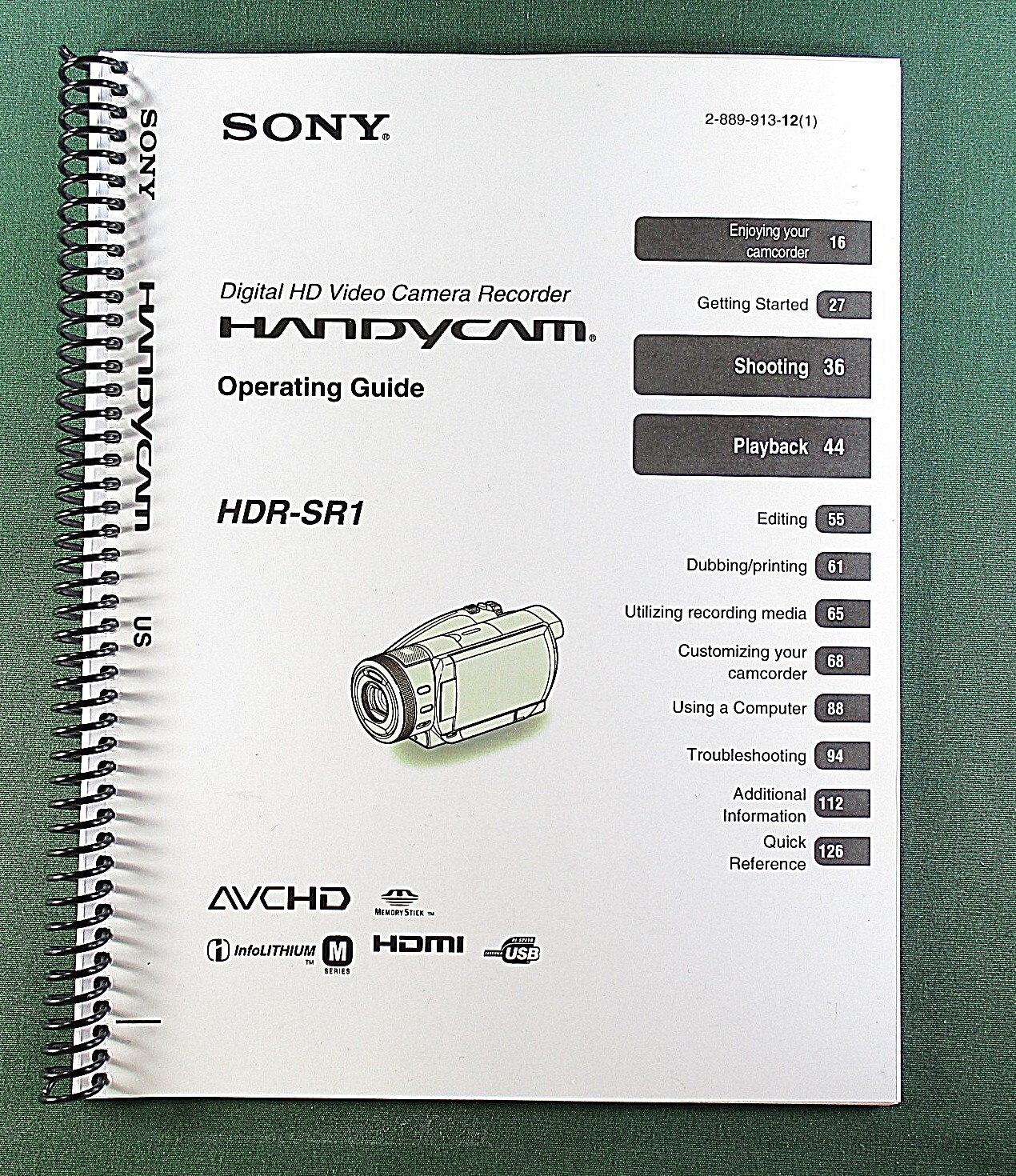Sony HDR-SR1 Instruction Manual: 139 Pages & Protective Covers!